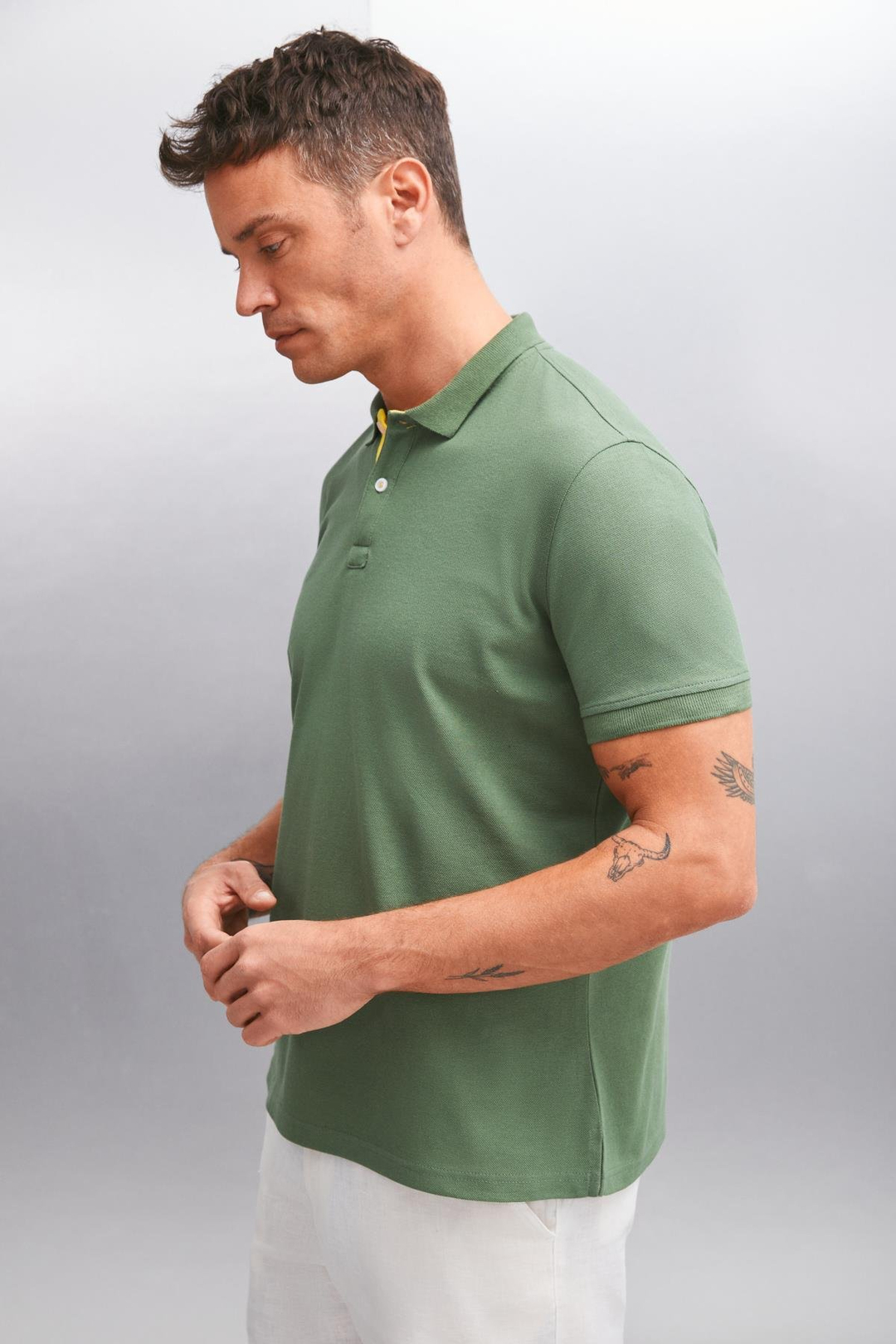 MATHEW  Regular Haki Tekli Polo Yaka T-shirt