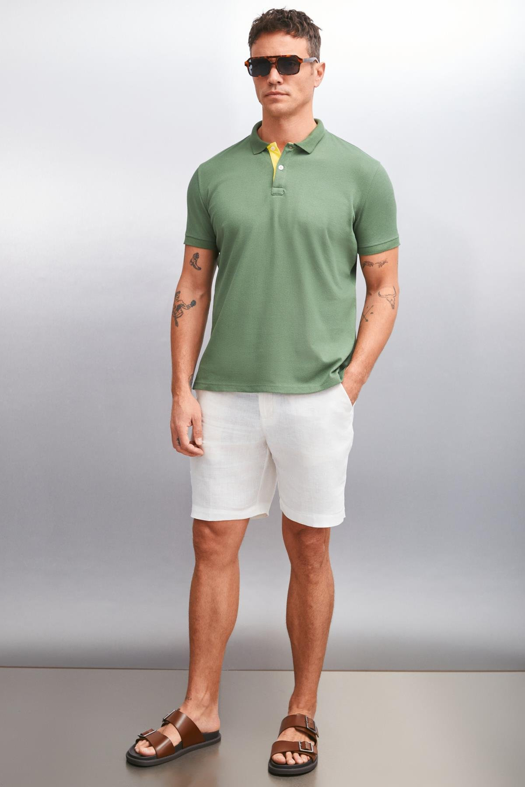 MATHEW  Regular Haki Tekli Polo Yaka T-shirt
