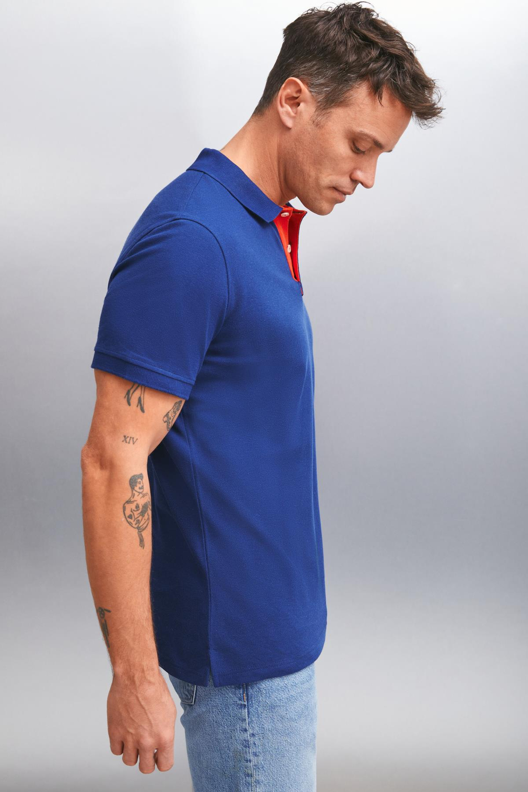 MATHEW  Regular Lacivert Tekli Polo Yaka T-shirt
