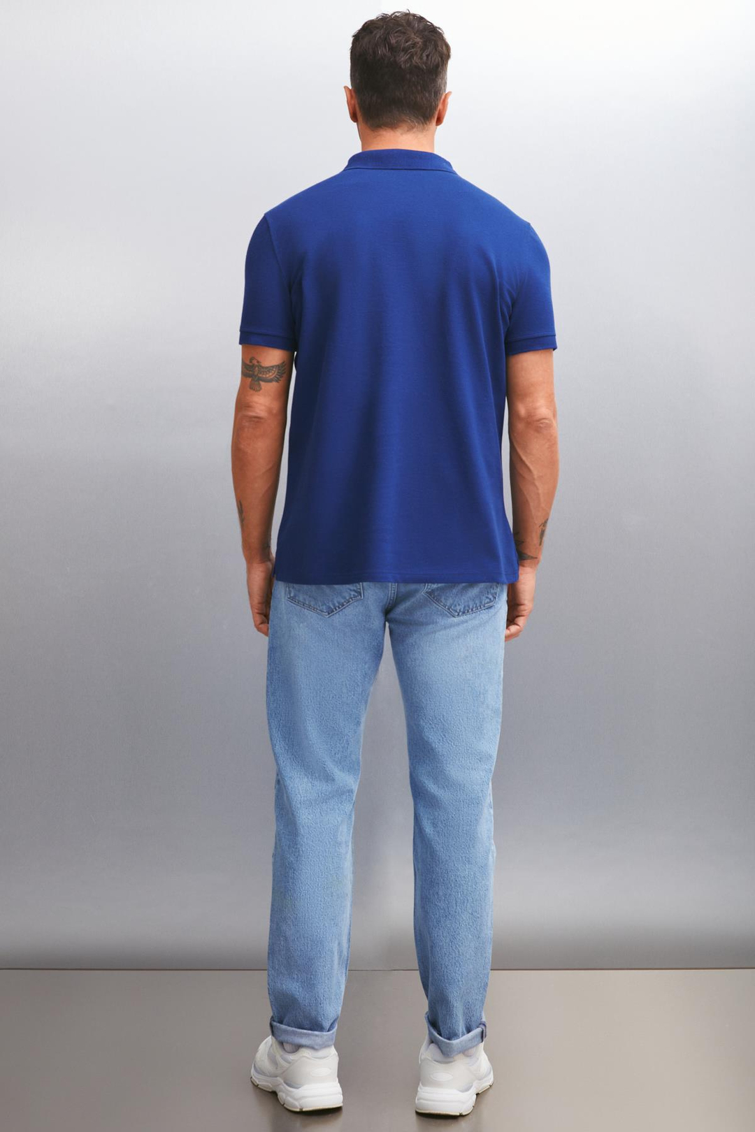 MATHEW  Regular Lacivert Tekli Polo Yaka T-shirt