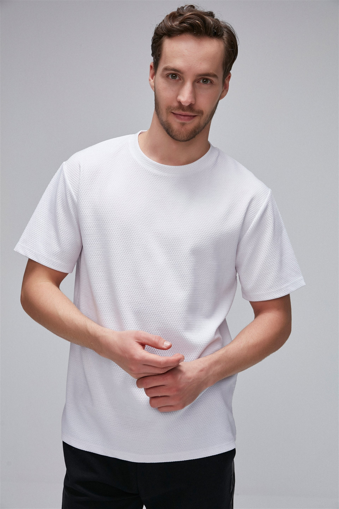 MAVERICK Erkek Beyaz Düz Renk Yuvarlak Yaka Comfort Fit T-Shirt