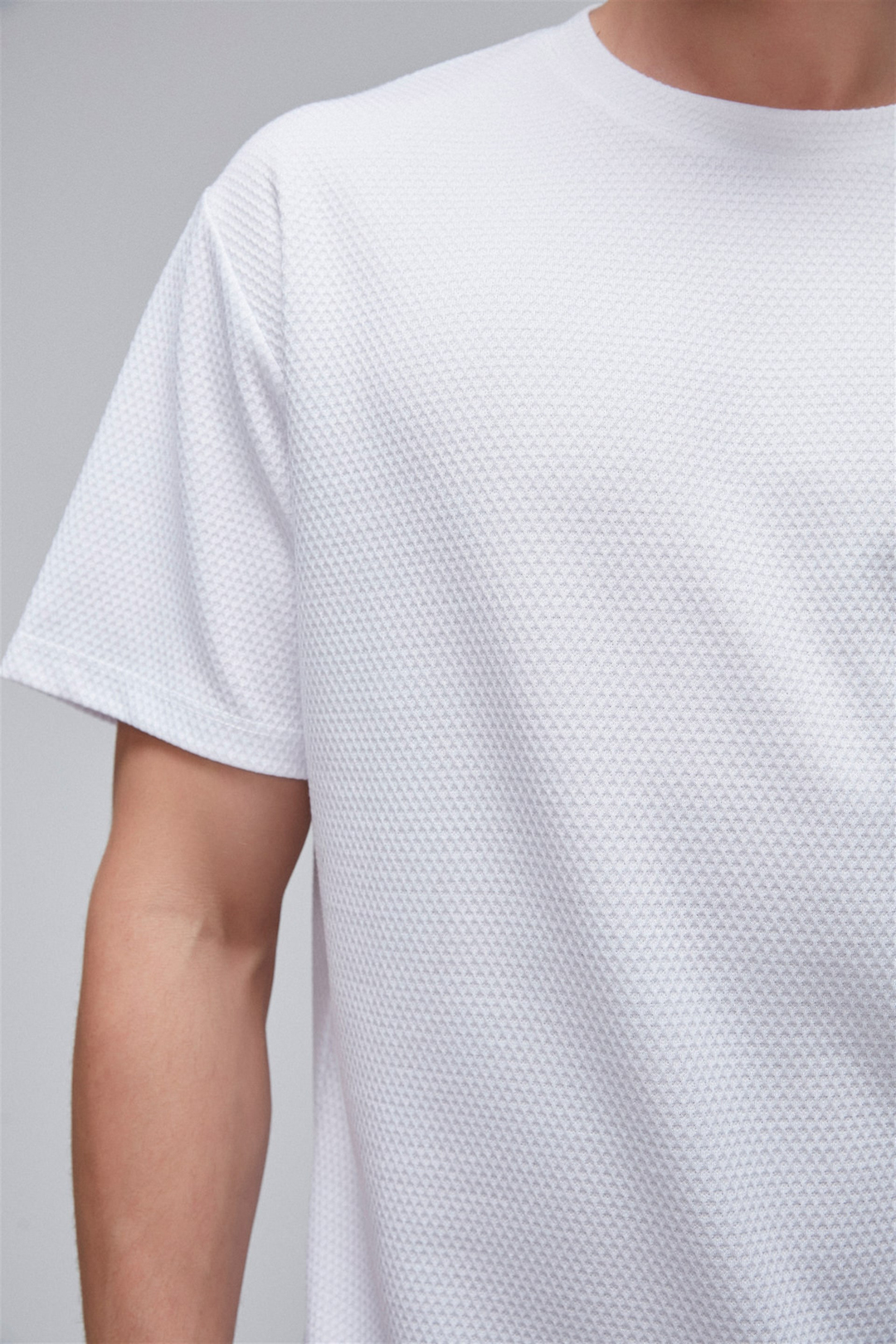 MAVERICK Erkek Beyaz Düz Renk Yuvarlak Yaka Comfort Fit T-Shirt