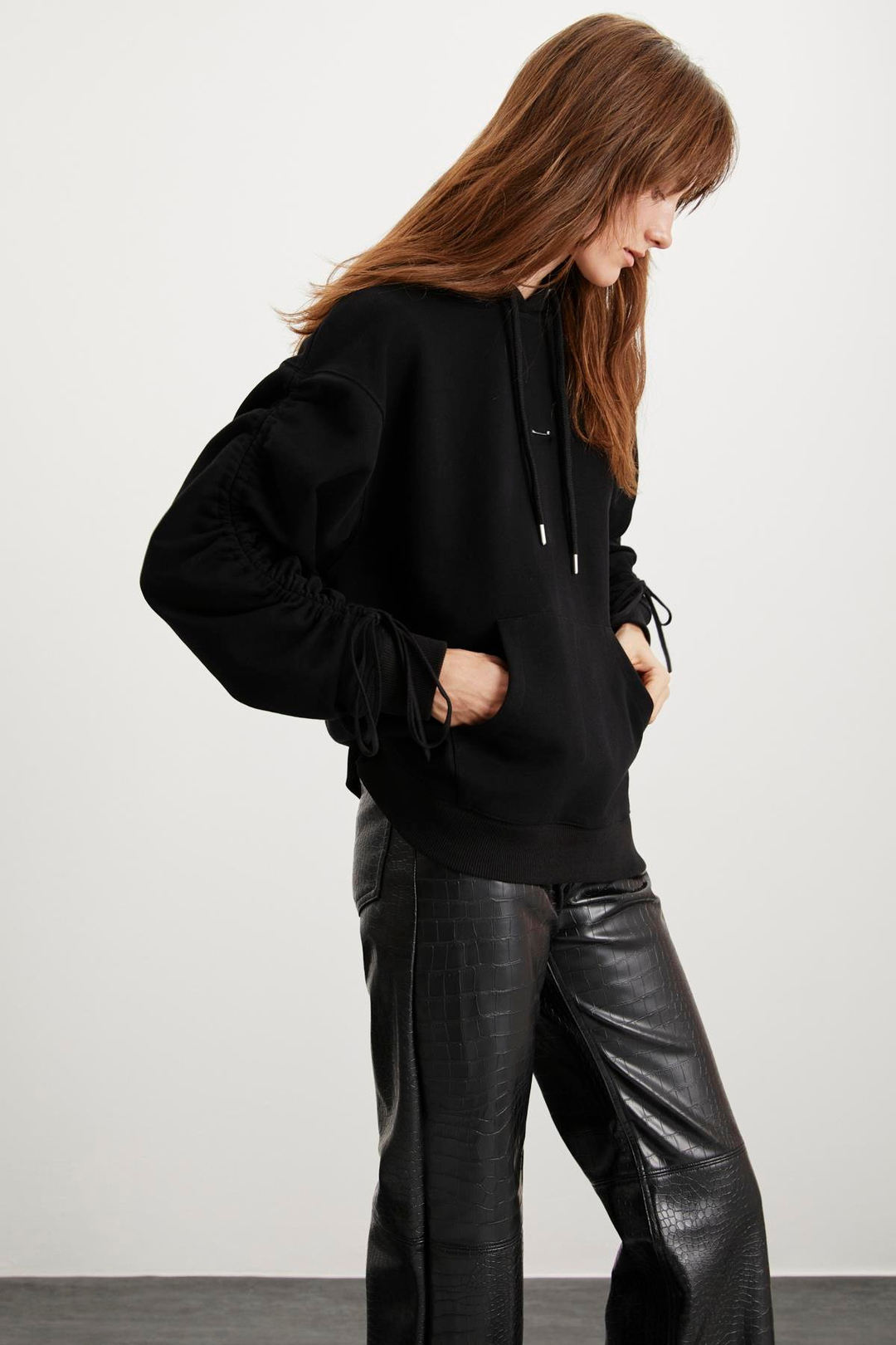 MEARA  Oversize Siyah Tekli Sweatshirt