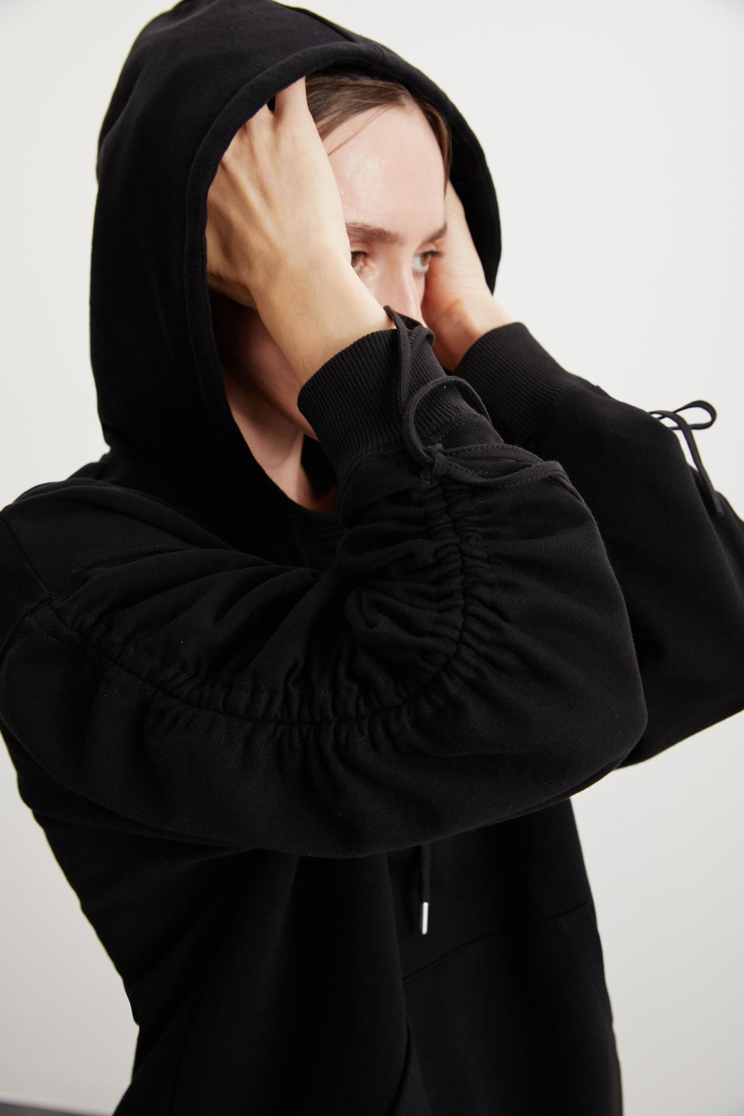 MEARA  Oversize Siyah Tekli Sweatshirt