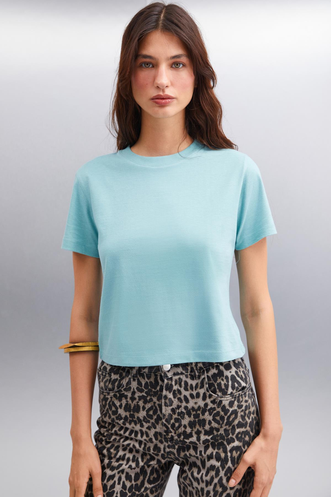 MELANY Basic Comfort Yeşil Tekli T-Shirt