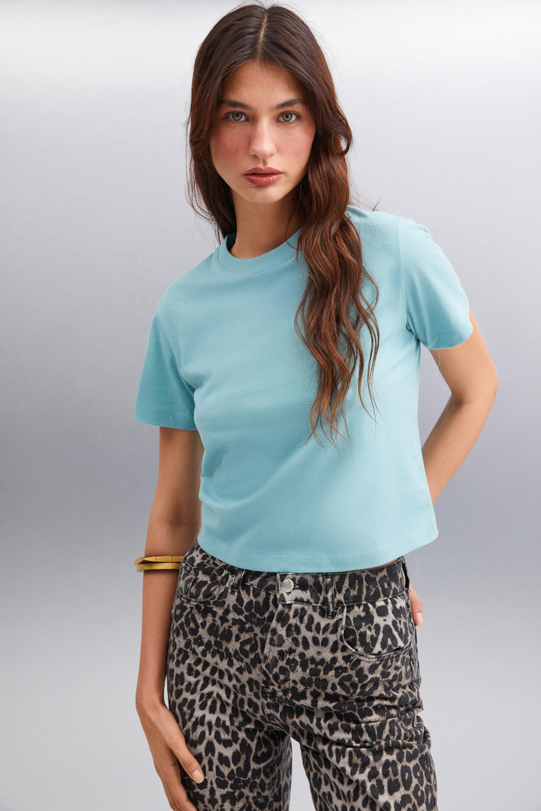 MELANY Basic Comfort Yeşil Tekli T-Shirt