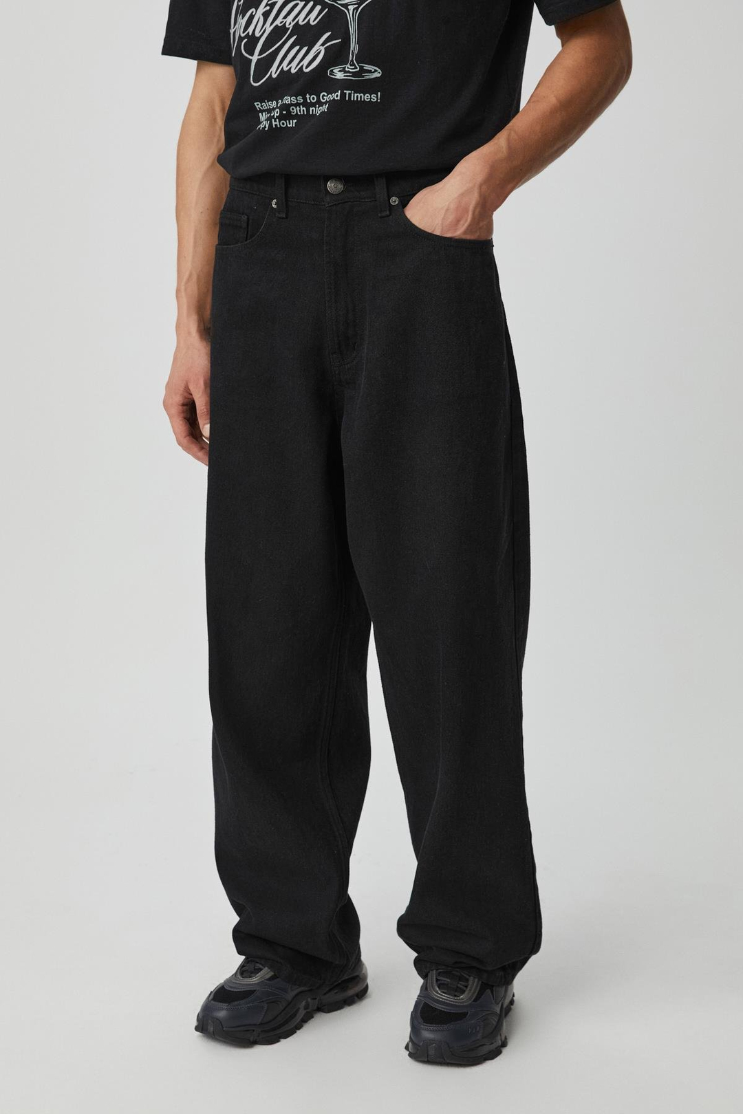 MIKAL Erkek Baggy Bol Paça Denim Antrasit Jeans