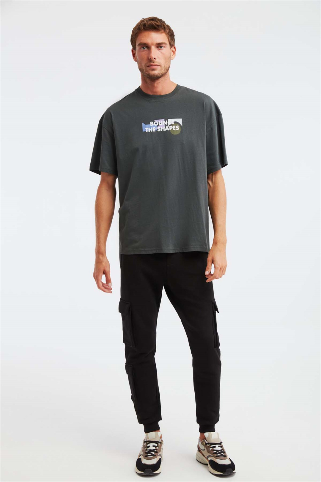 MILENNIAL Örme Oversize Gri  T-Shirt