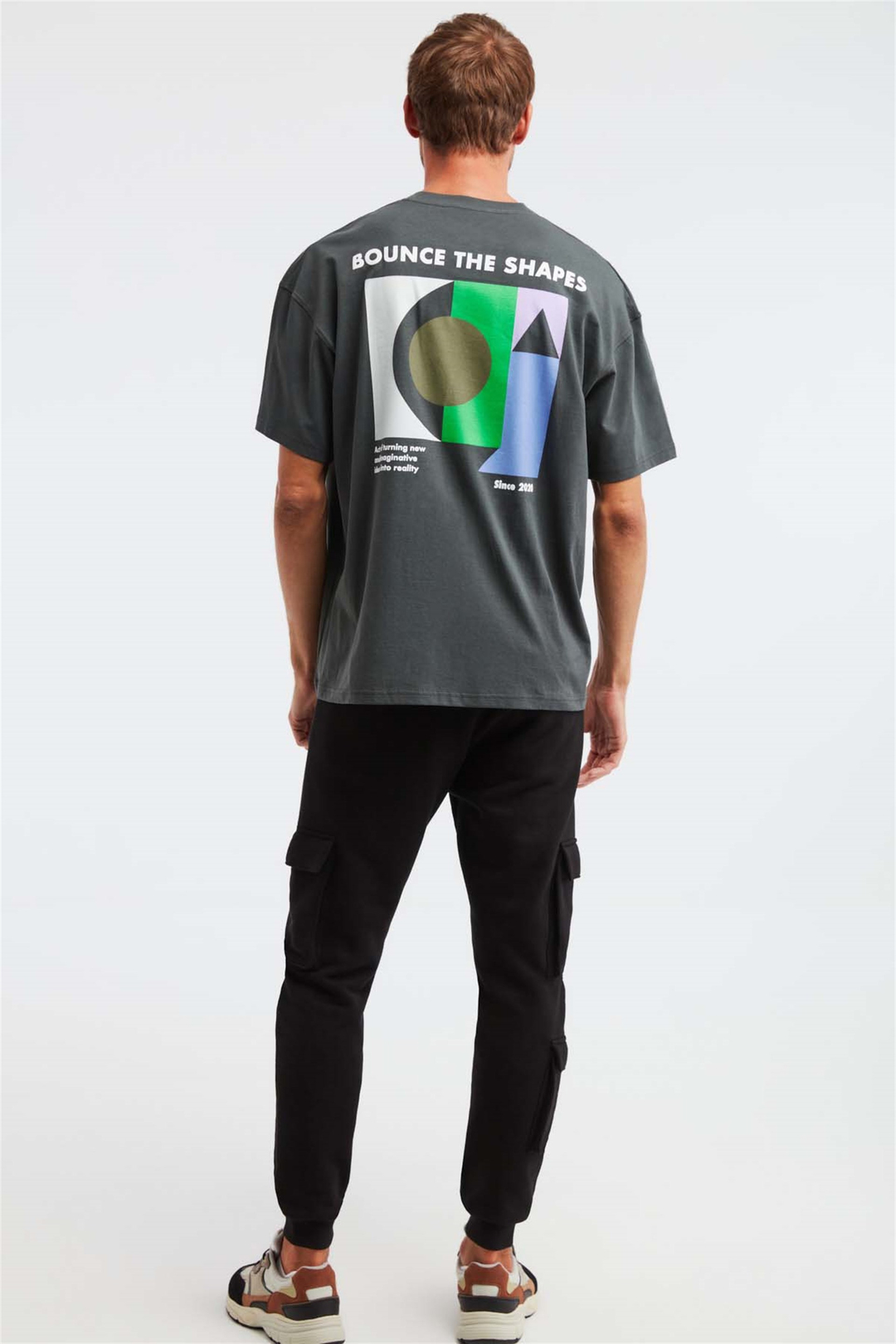 MILENNIAL Örme Oversize Gri  T-Shirt
