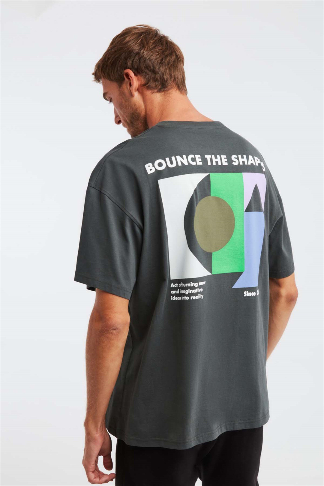 MILENNIAL Örme Oversize Gri  T-Shirt