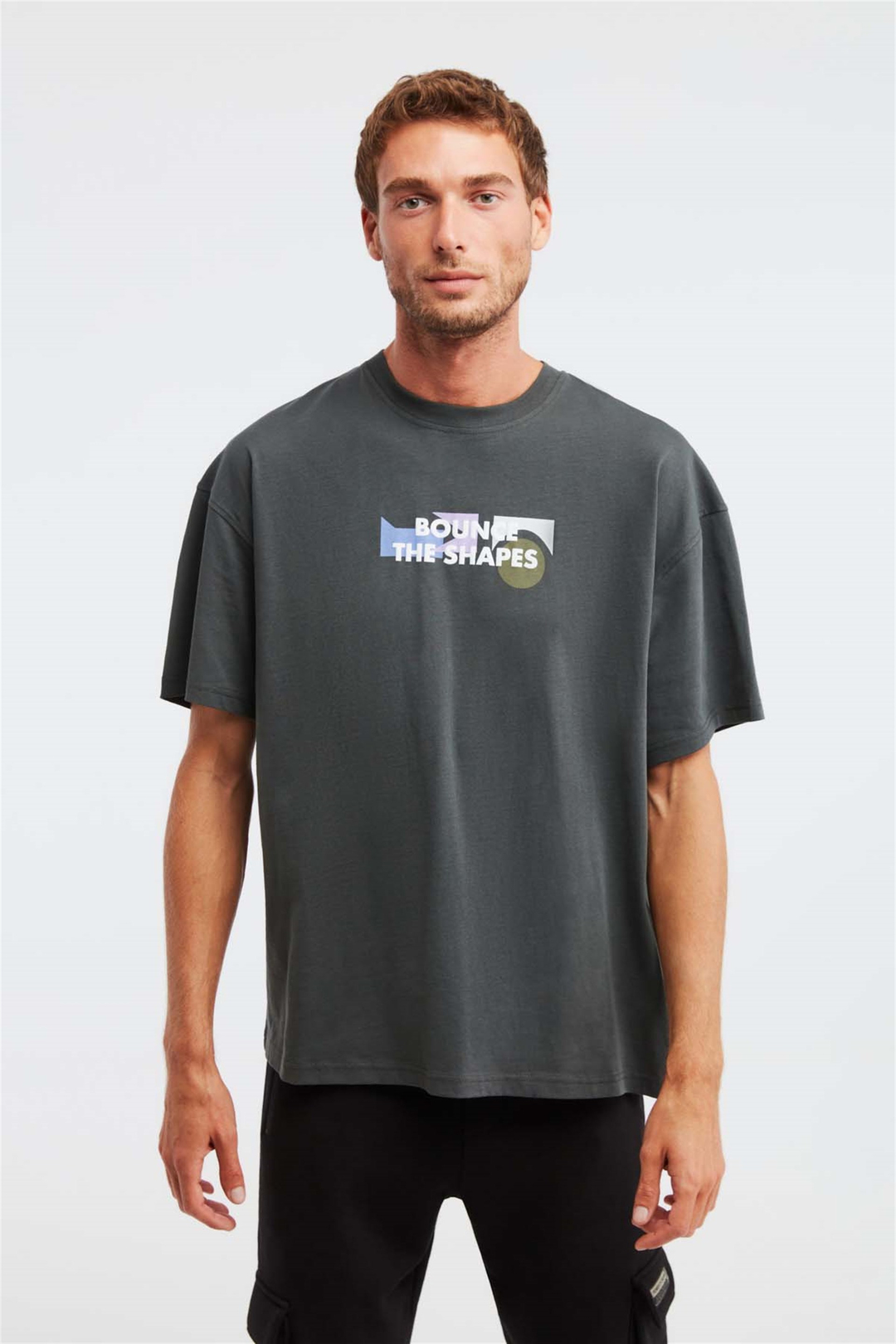 MILENNIAL Örme Oversize Gri  T-Shirt