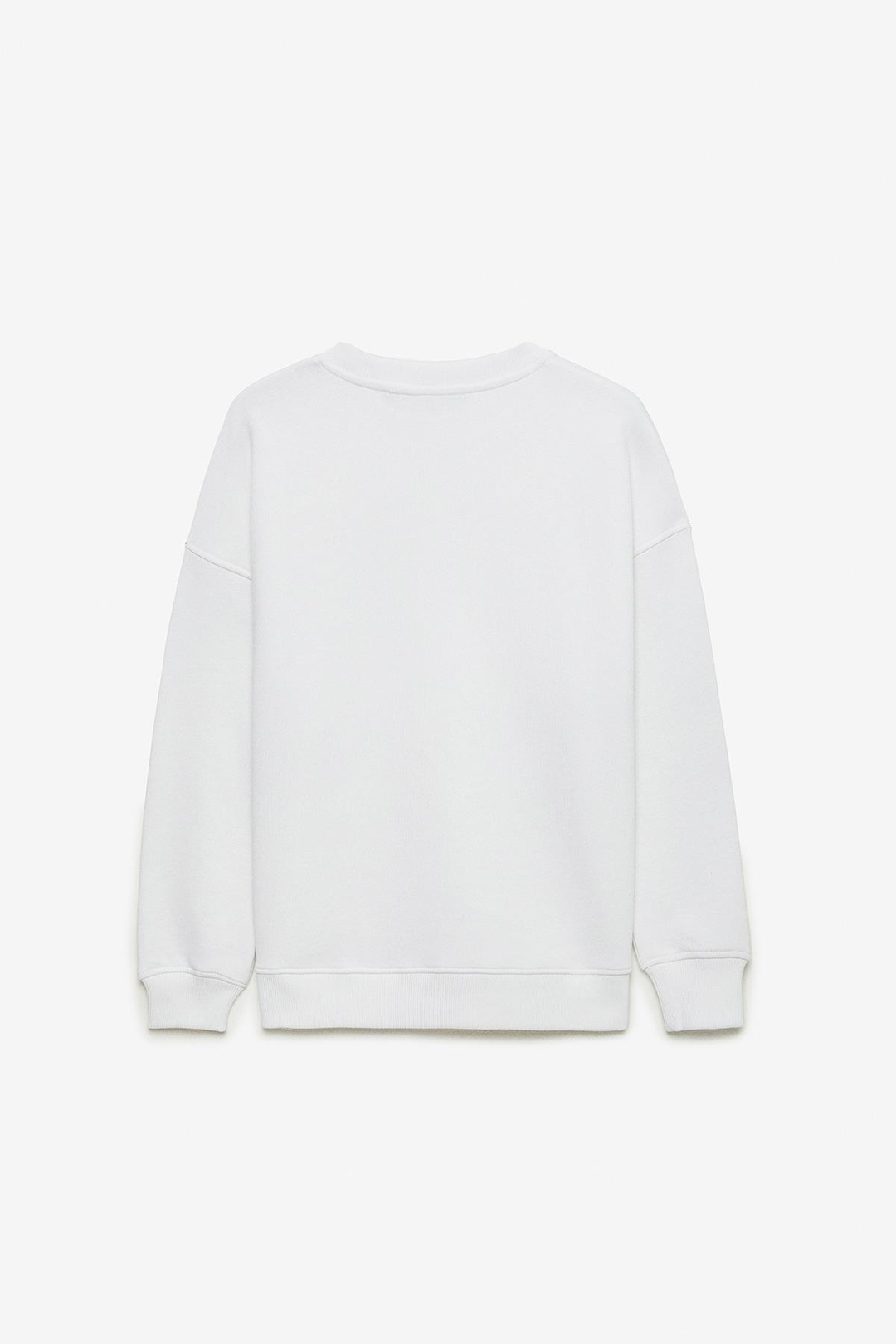 MIMI Kadın Yuvarlak Yaka Regular Beyaz Sweatshirt