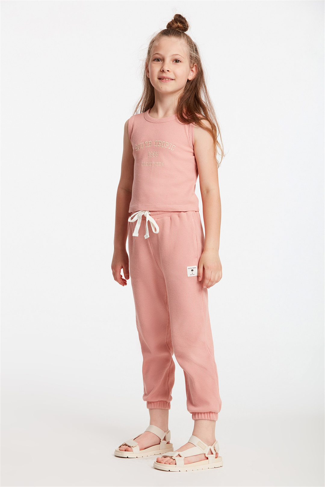 MISAKI Çocuk Pembe Baskılı Yuvarlak Yaka Comfort Fit Eşofman Takımı