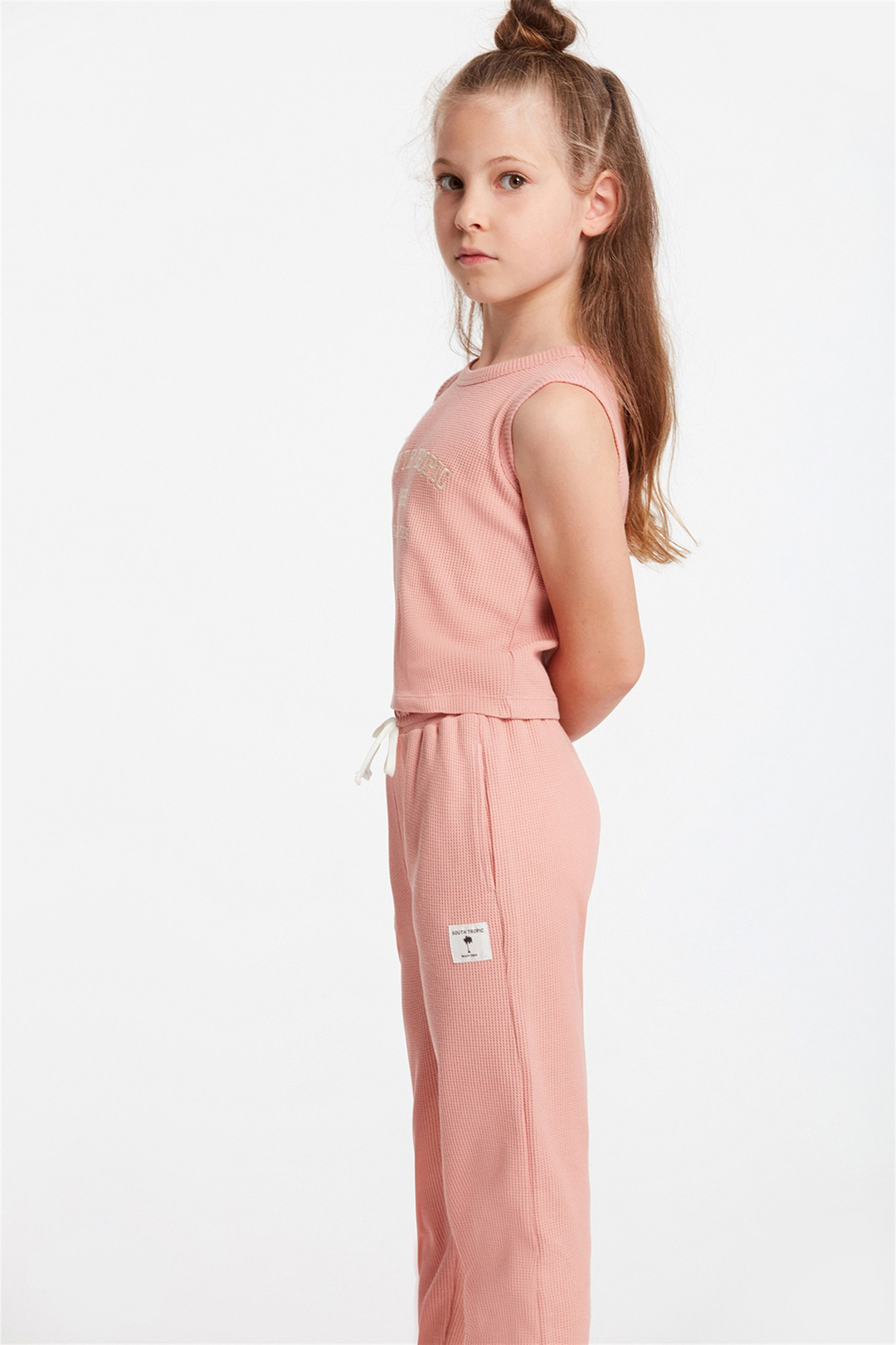 MISAKI Çocuk Pembe Baskılı Yuvarlak Yaka Comfort Fit Eşofman Takımı