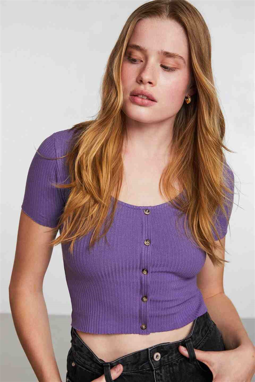 MONTEROSSO Kadın Mor Düz Renk U Yaka Slim Fit Büstiyer