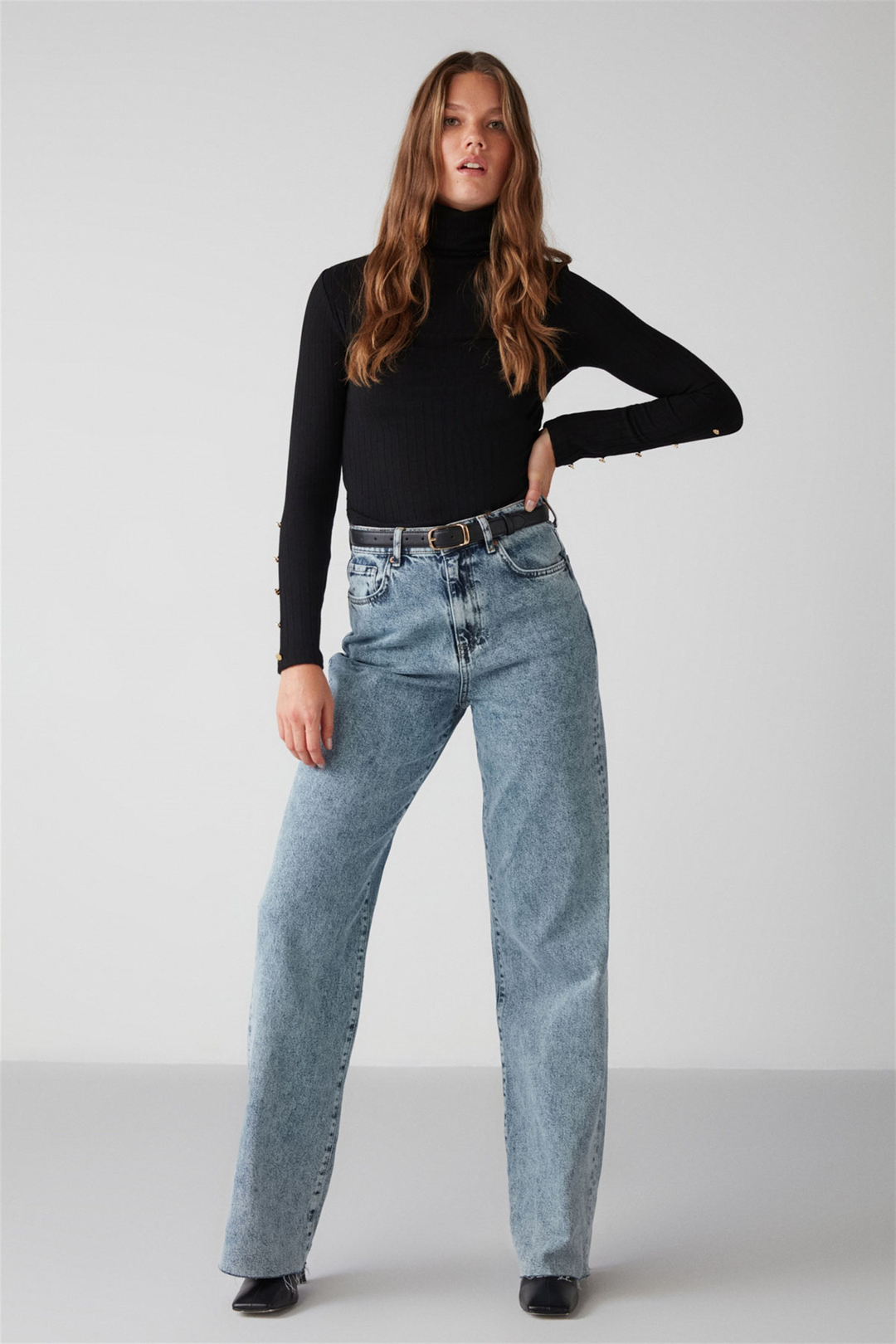 MORANES Örme Slim Fit Siyah  Bluz