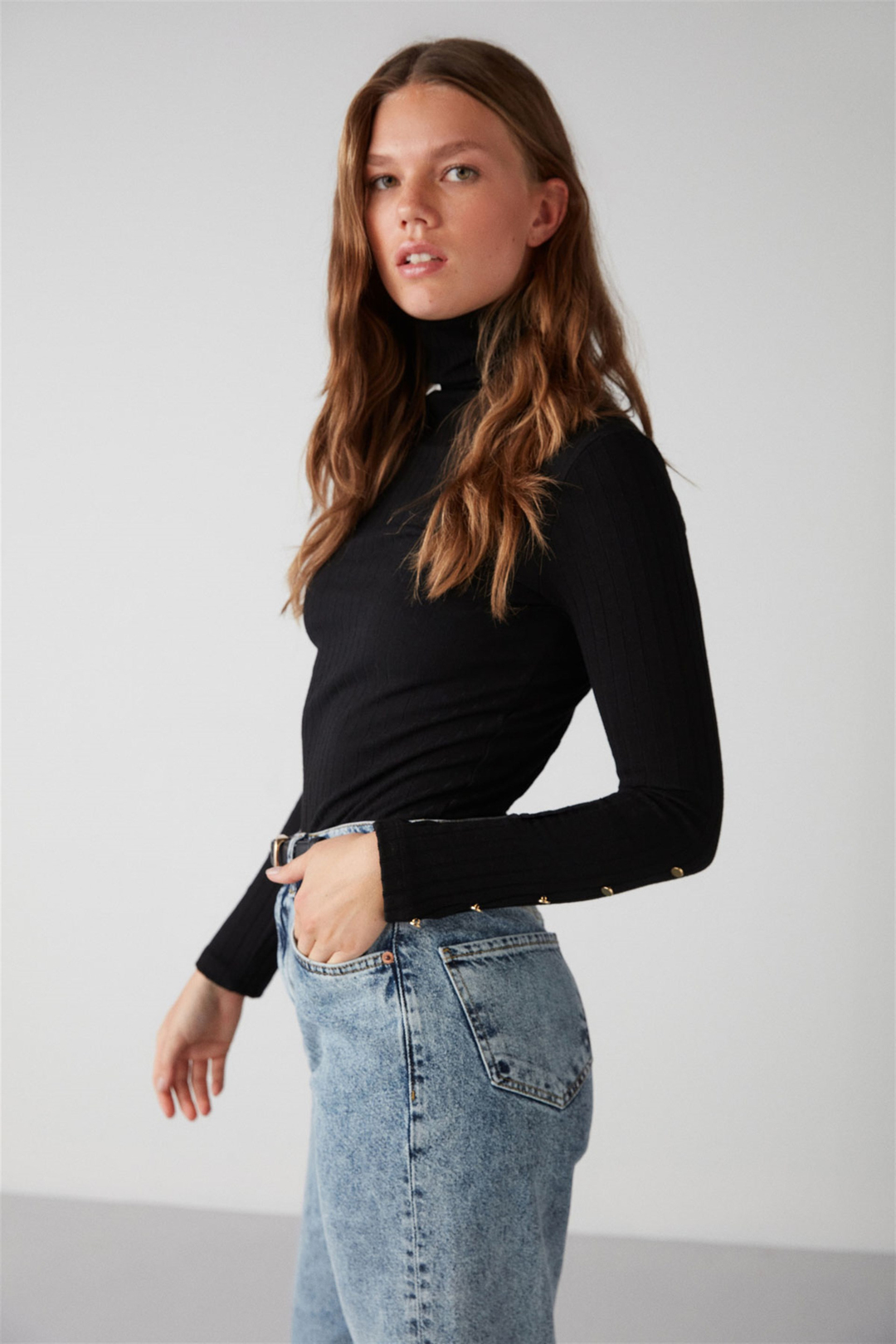 MORANES Örme Slim Fit Siyah  Bluz