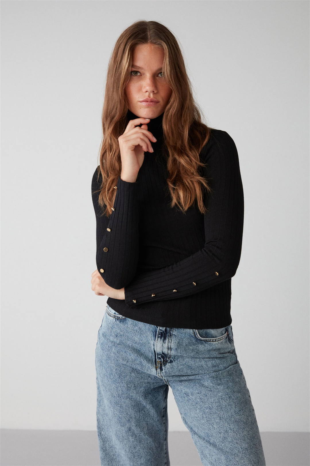 MORANES Örme Slim Fit Siyah  Bluz
