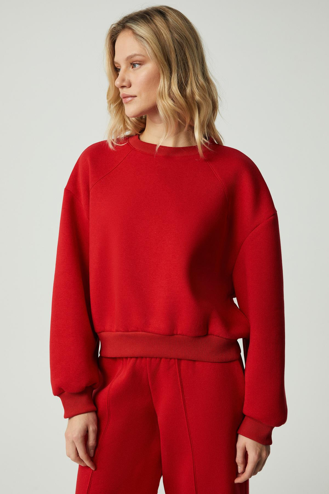 MORGANA Kadın Bisiklet Yaka Uzun Kollu Kırmızı Sweatshirt