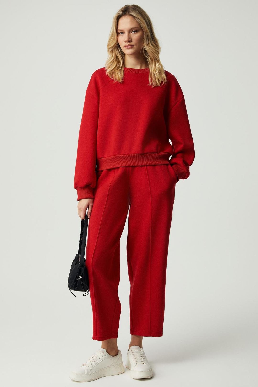 MORGANA Kadın Bisiklet Yaka Uzun Kollu Kırmızı Sweatshirt