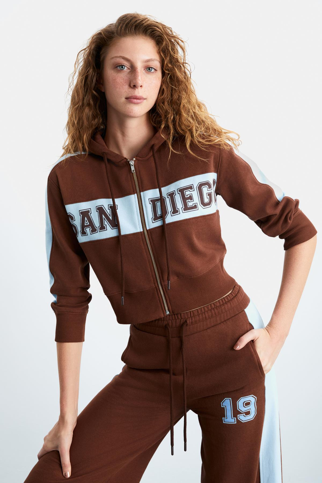 MORIAH Kadın Kapüşonlu Geniş Paça Kahverengi Alt-Üst Takım