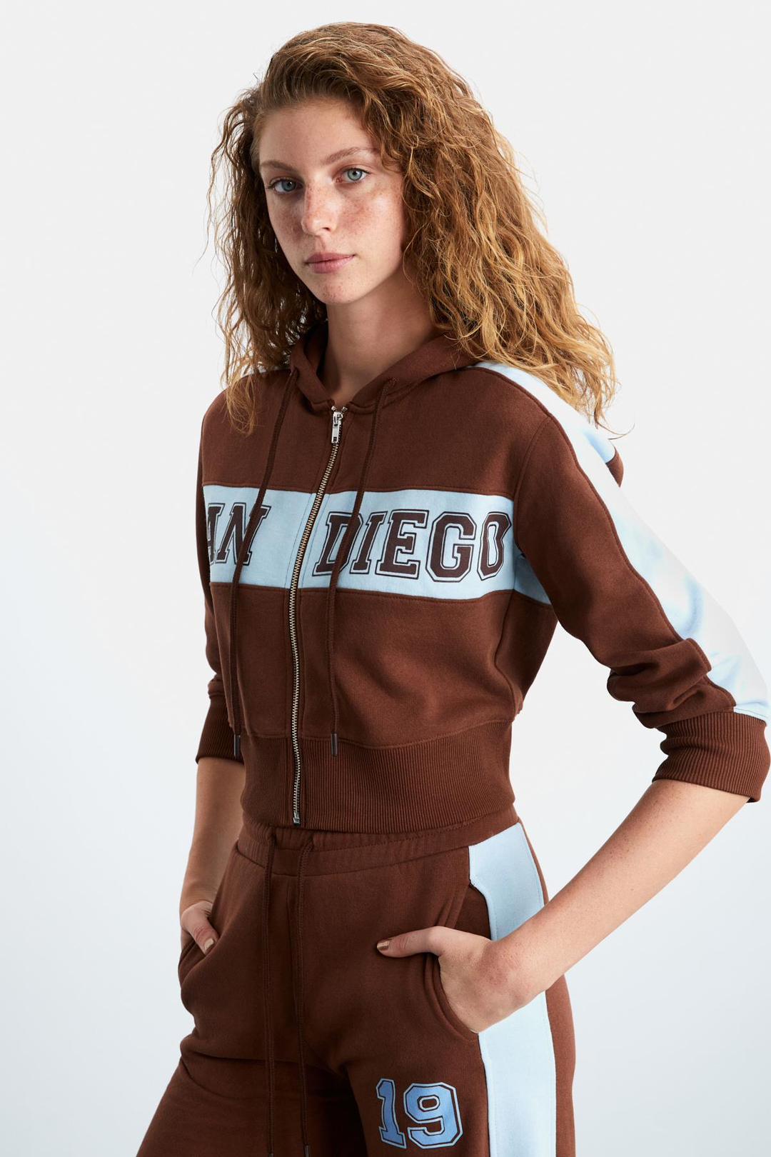 MORIAH Kadın Kapüşonlu Geniş Paça Kahverengi Alt-Üst Takım