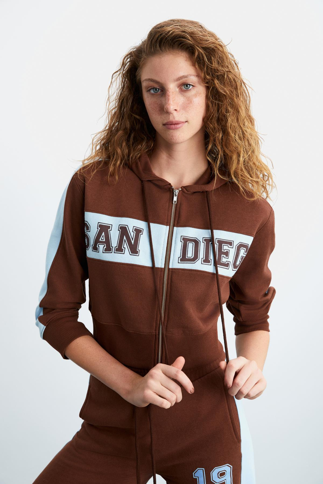 MORIAH Kadın Kapüşonlu Geniş Paça Kahverengi Alt-Üst Takım