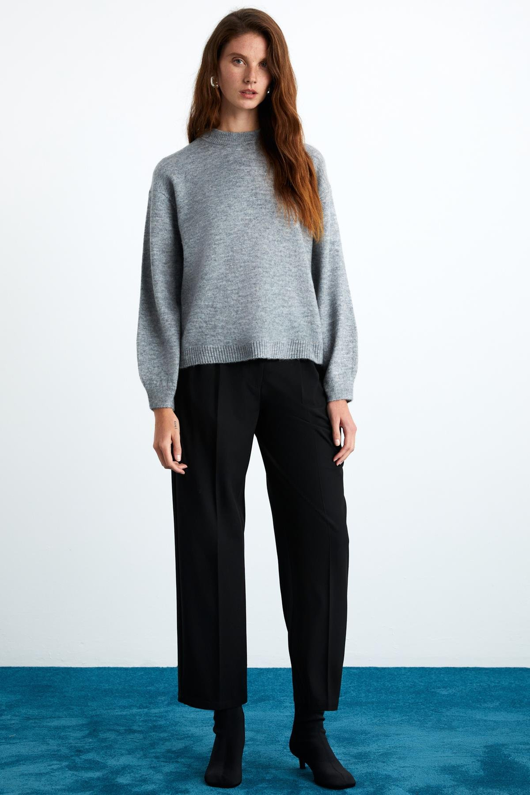 NANNA Kadın Oversize Fit Yumuşacık Kaşmir Tuşesinde Bisiklet yaka Kalın Triko Grimelanj Kazak