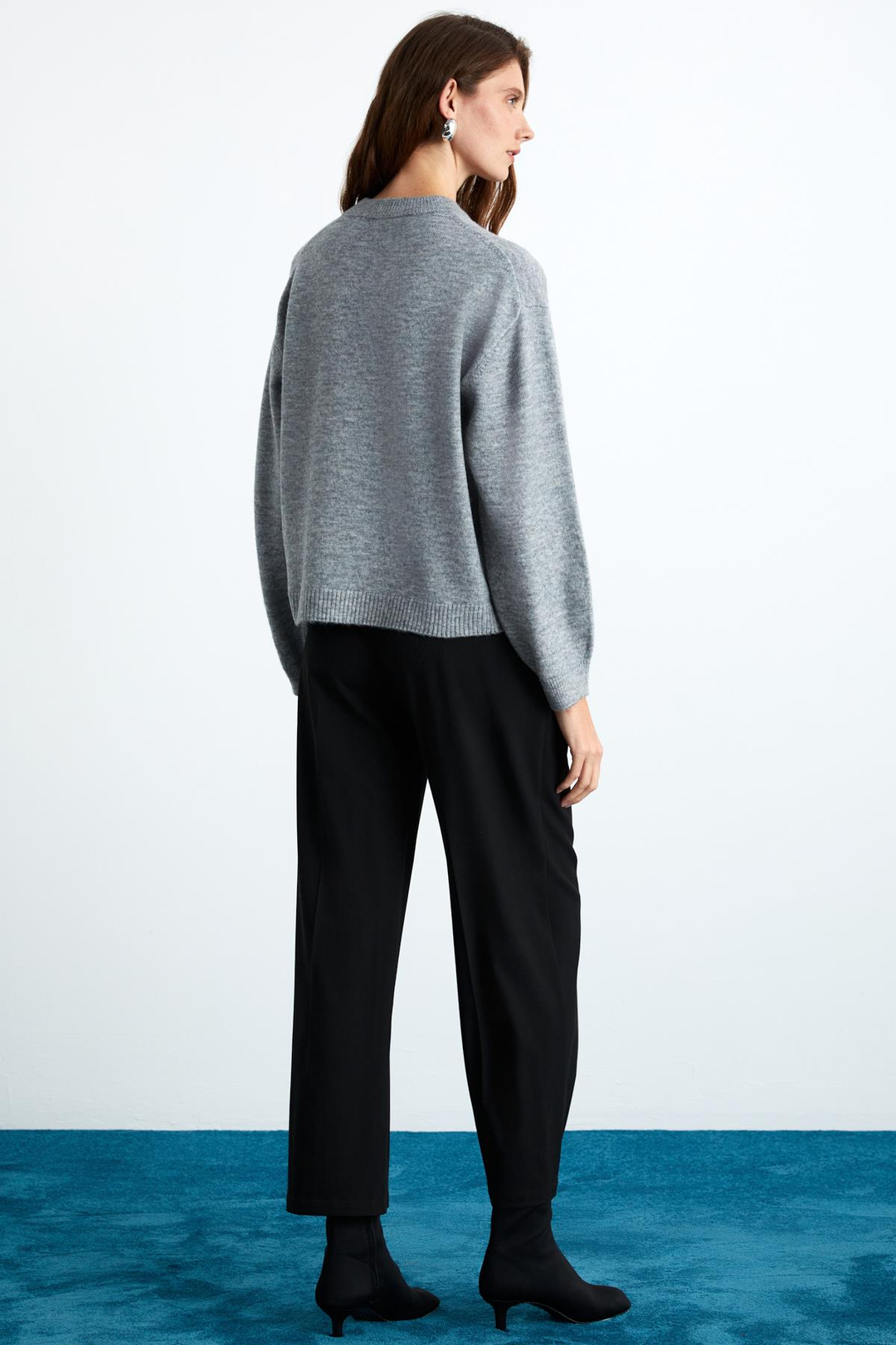 NANNA Kadın Oversize Fit Yumuşacık Kaşmir Tuşesinde Bisiklet yaka Kalın Triko Grimelanj Kazak