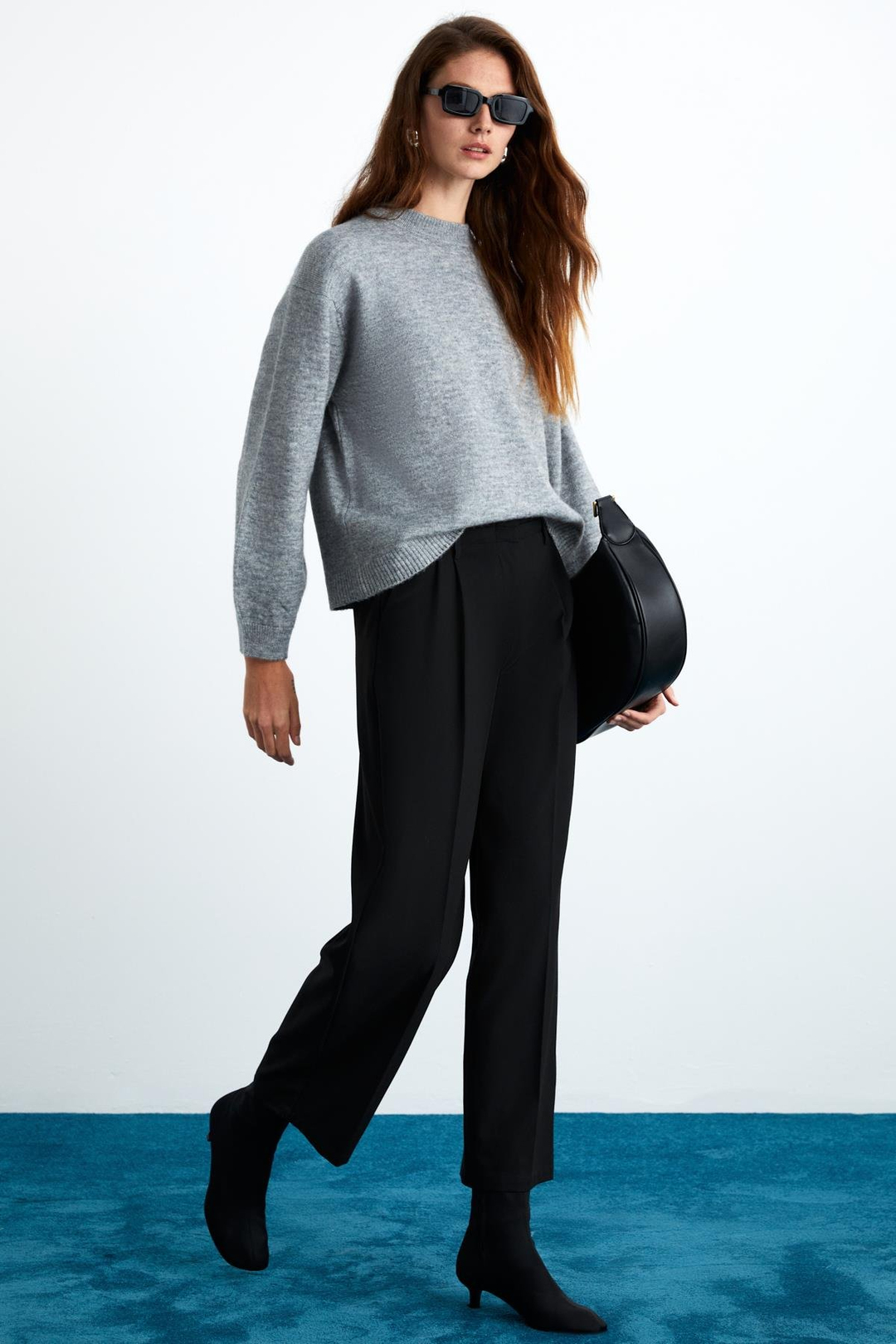 NANNA Kadın Oversize Fit Yumuşacık Kaşmir Tuşesinde Bisiklet yaka Kalın Triko Grimelanj Kazak