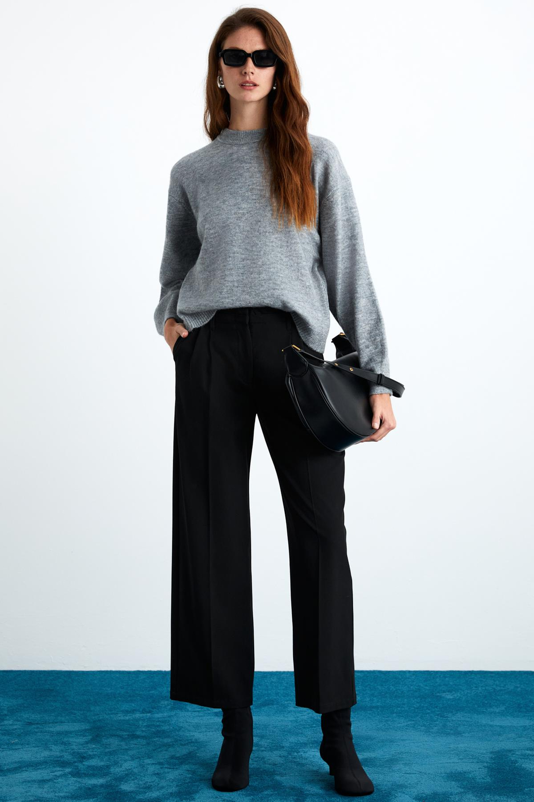 NANNA Kadın Oversize Fit Yumuşacık Kaşmir Tuşesinde Bisiklet yaka Kalın Triko Grimelanj Kazak