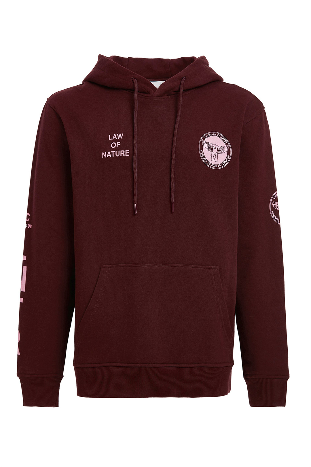 NARRATIVE Erkek Bordo Baskılı Kapüşonlu Comfort Fit Sweatshirt