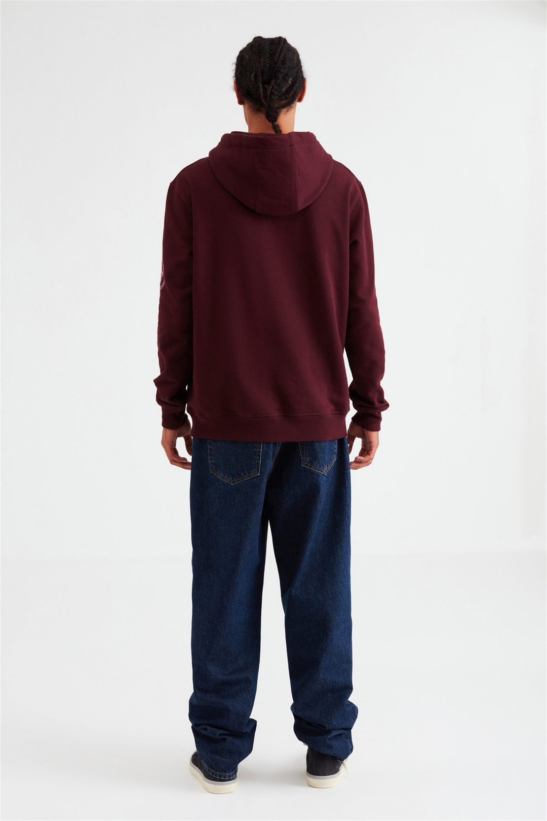 NARRATIVE Erkek Bordo Baskılı Kapüşonlu Comfort Fit Sweatshirt