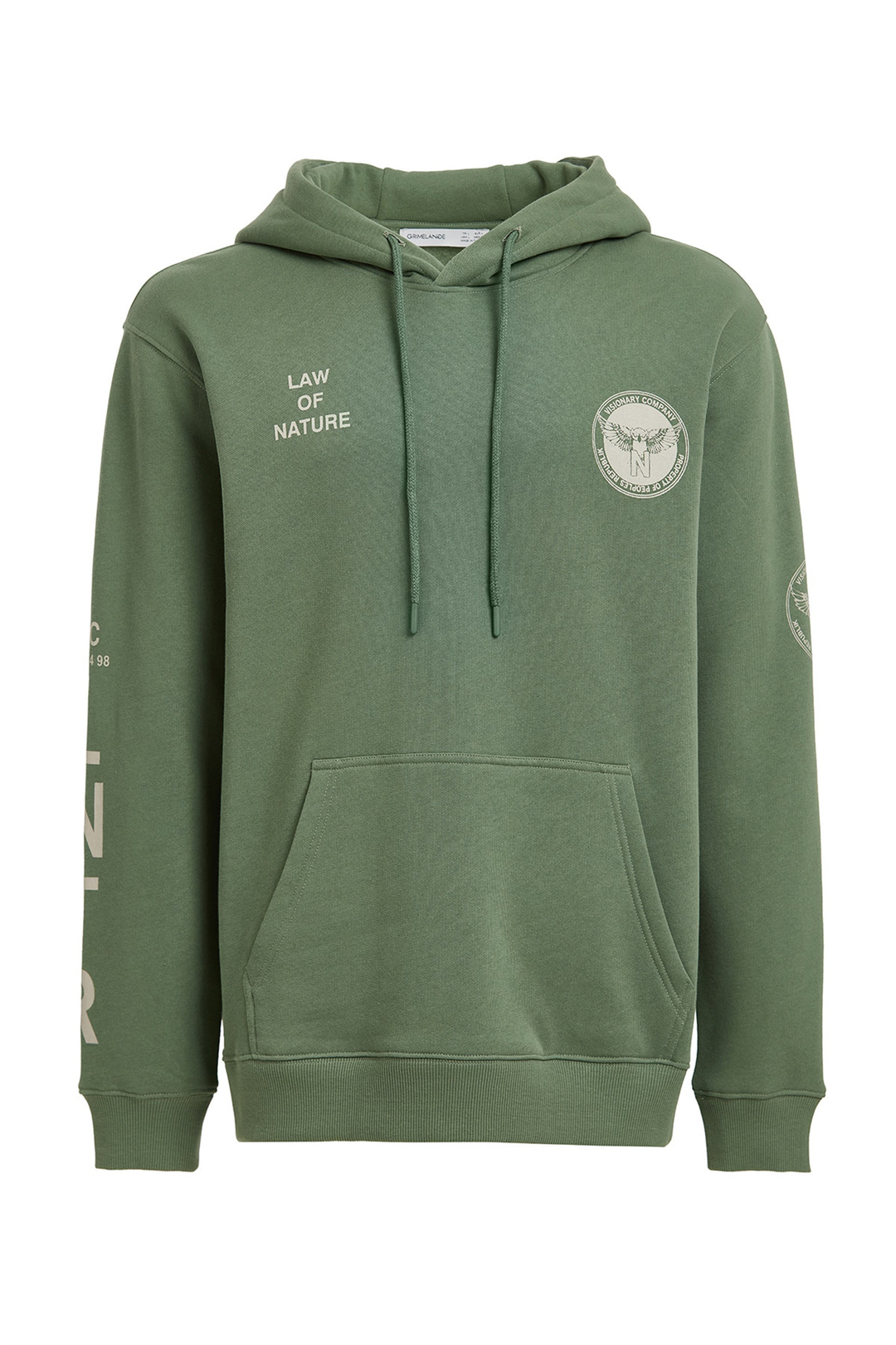 NARRATIVE Erkek Koyu Yeşil Baskılı Kapüşonlu Comfort Fit Sweatshirt
