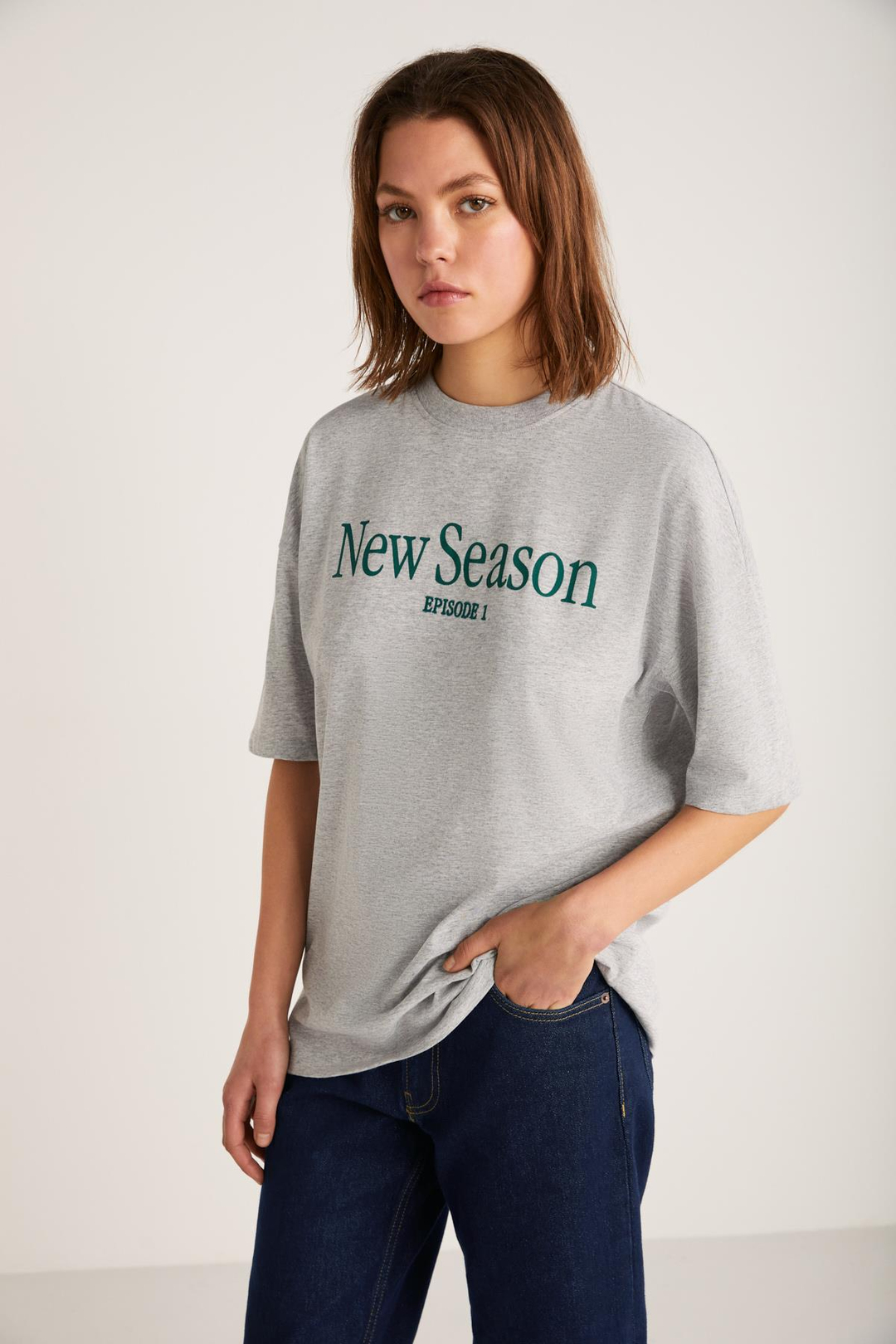 NEPHELE Basic Slim Grimelanj Tekli T-Shirt