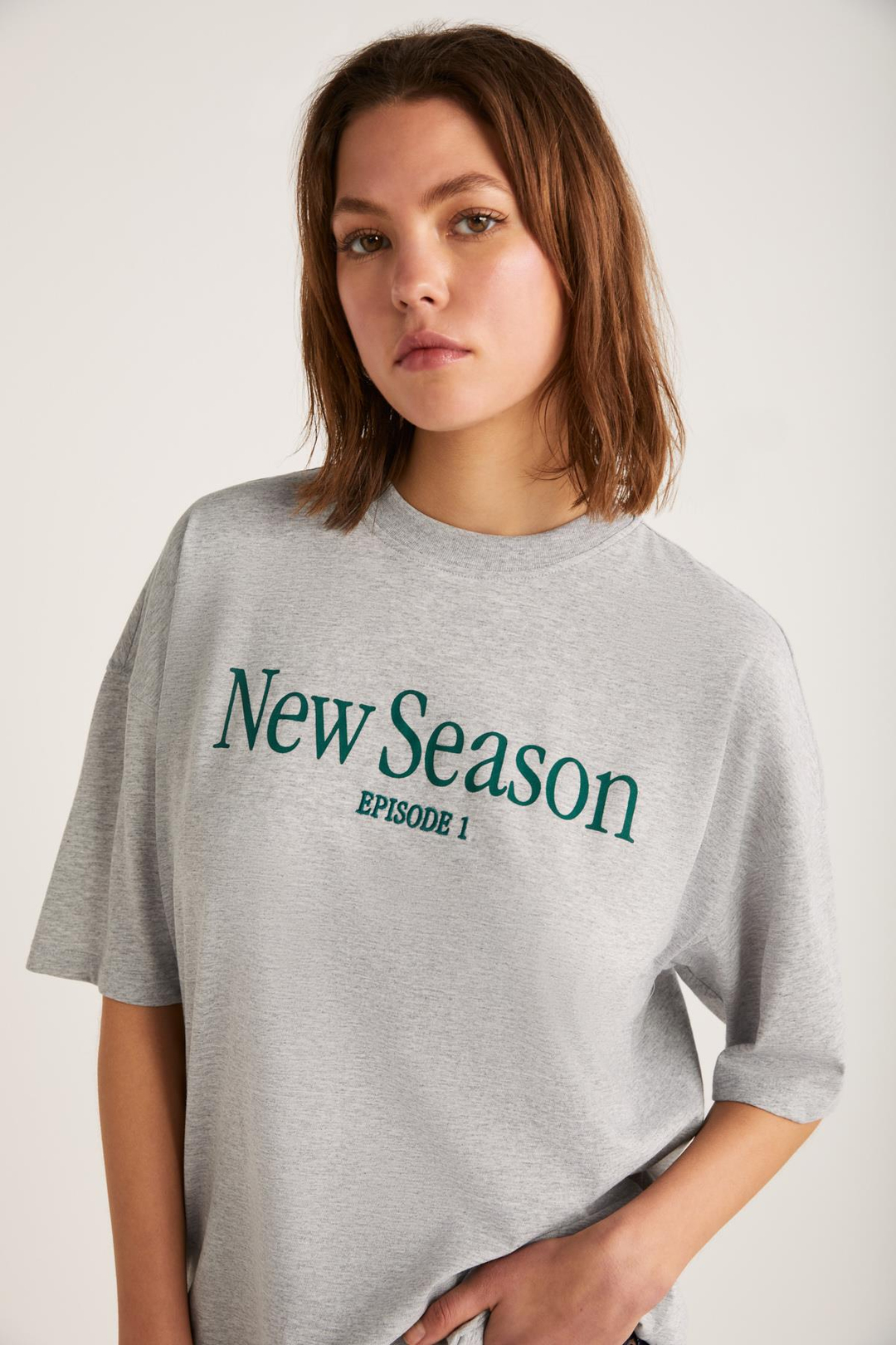 NEPHELE Basic Slim Grimelanj Tekli T-Shirt