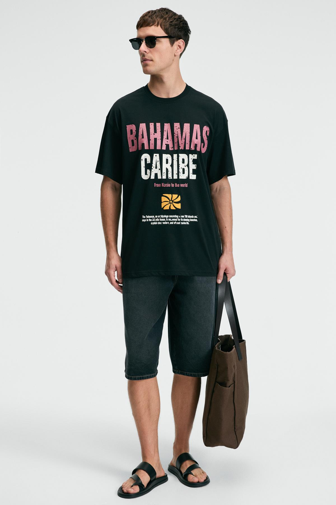 NIBBLE Erkek Oversize %100 Pamuk Baskılı Yuvarlak Yaka Siyah T-Shirt
