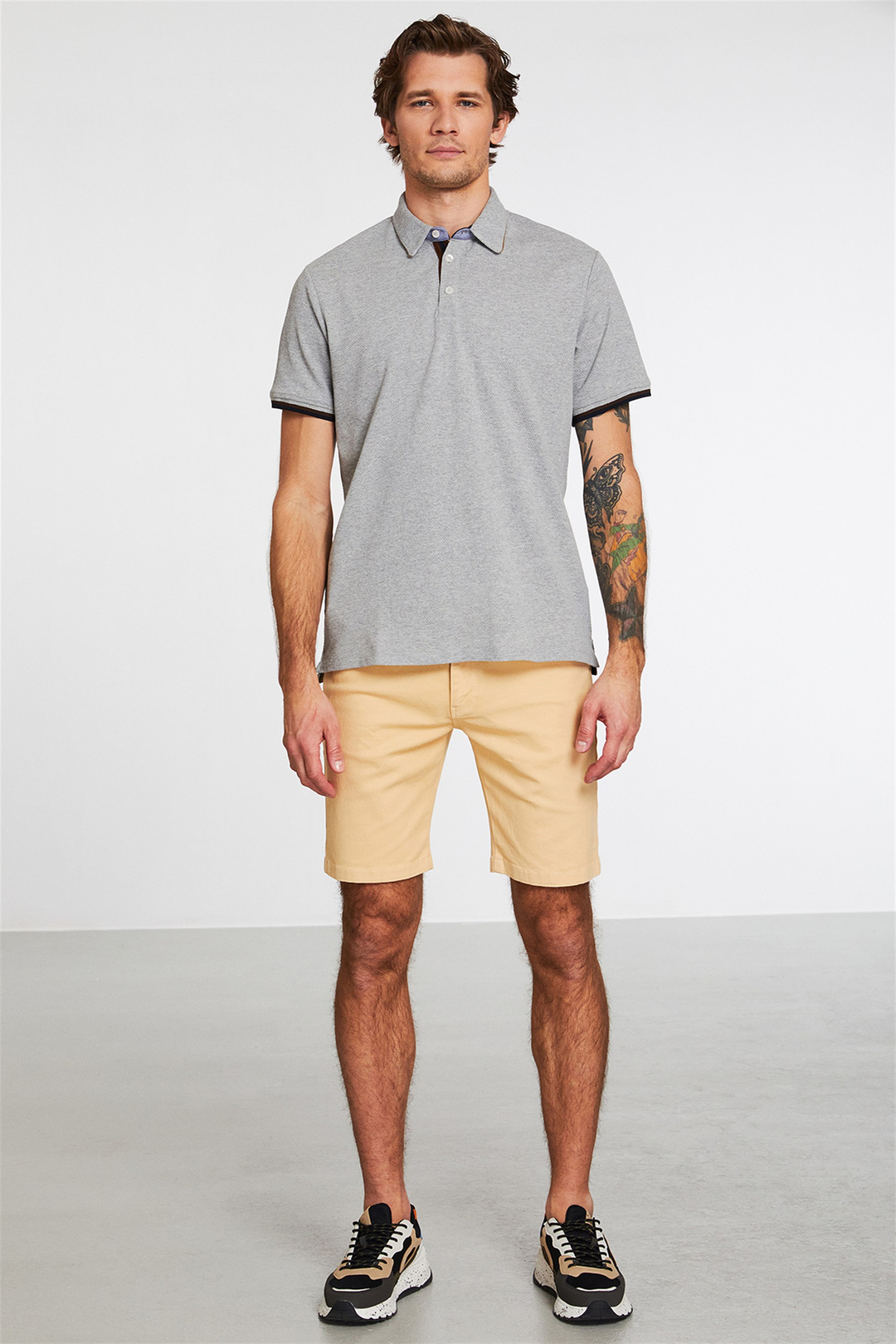 NOAH Erkek Grimelanj Düz Renk Polo Yaka Comfort Fit Polo Yaka T-shirt
