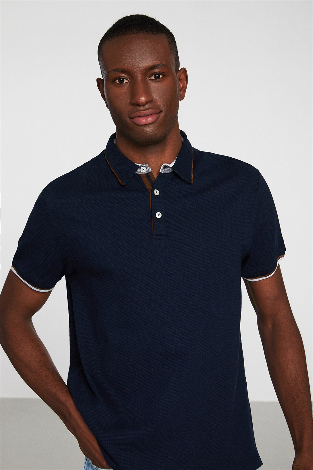 NOAH Erkek Lacivert Düz Renk Polo Yaka Comfort Fit Polo Yaka T-shirt