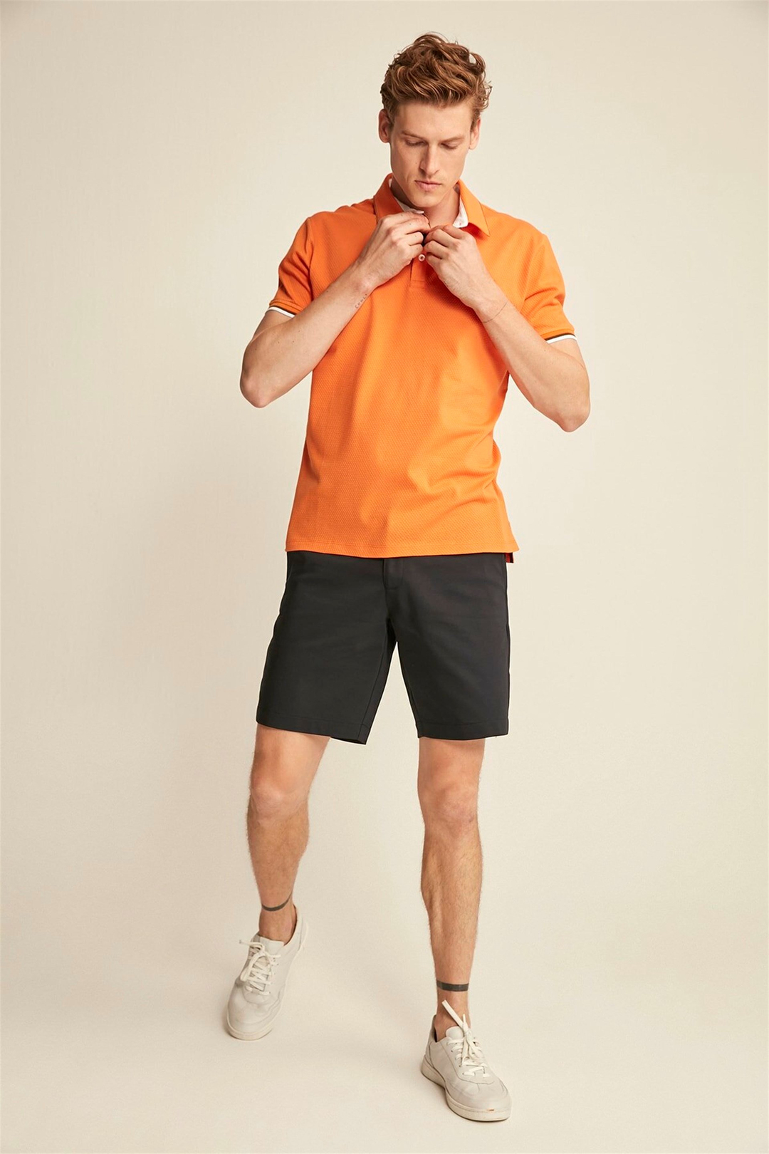 NOAH Erkek Turuncu Düz Renk Polo Yaka Comfort Fit Polo Yaka T-shirt