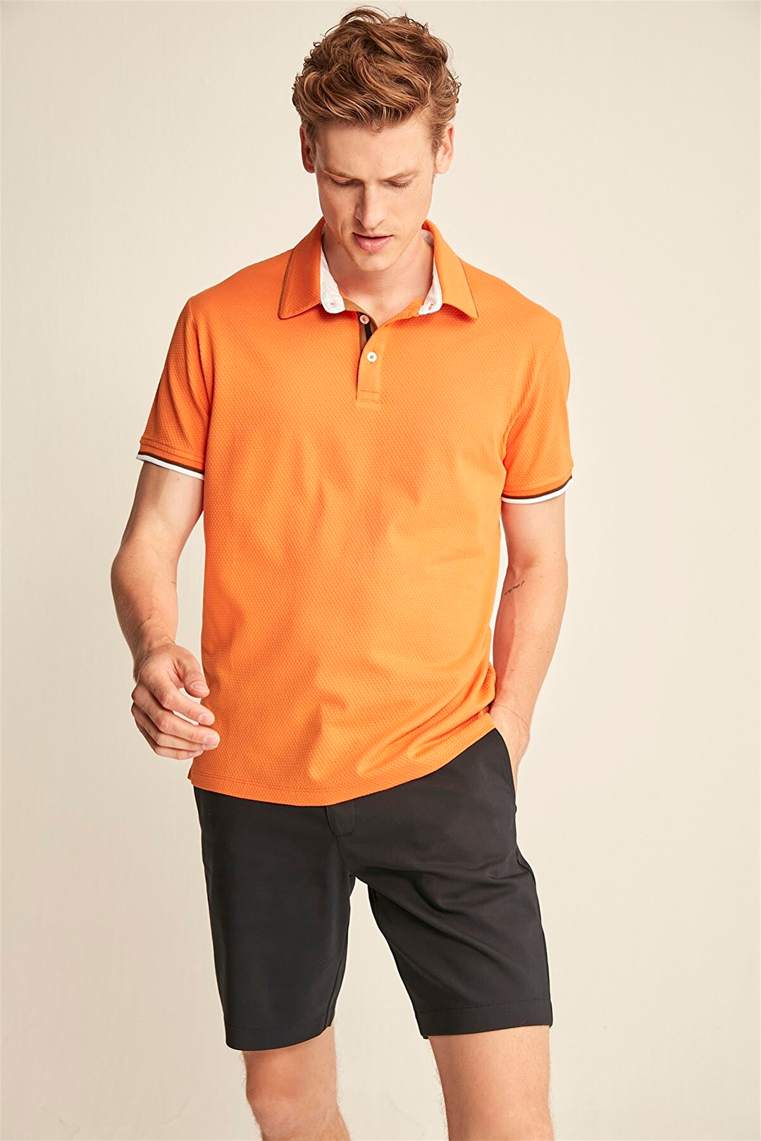 NOAH Erkek Turuncu Düz Renk Polo Yaka Comfort Fit Polo Yaka T-shirt