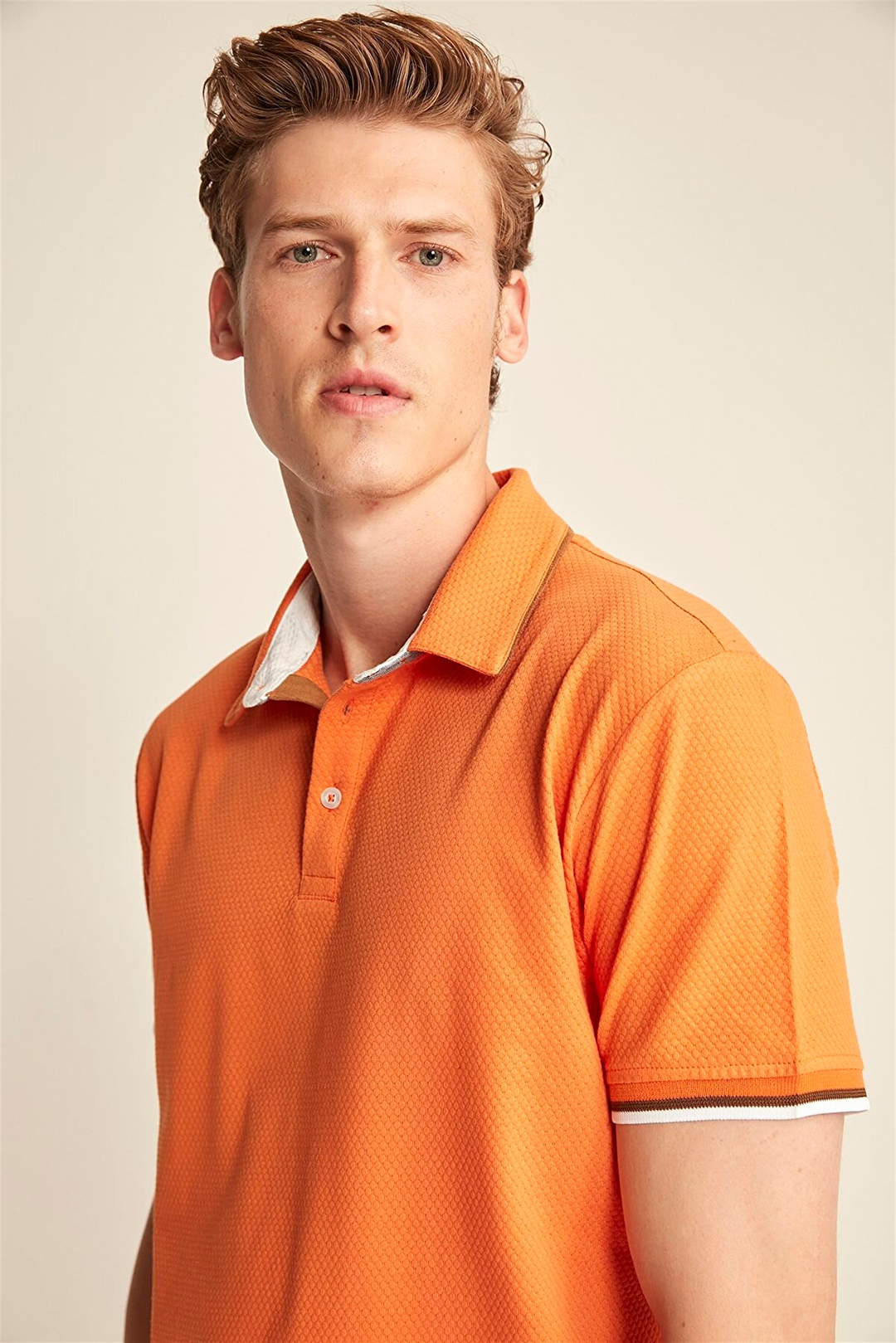 NOAH Erkek Turuncu Düz Renk Polo Yaka Comfort Fit Polo Yaka T-shirt