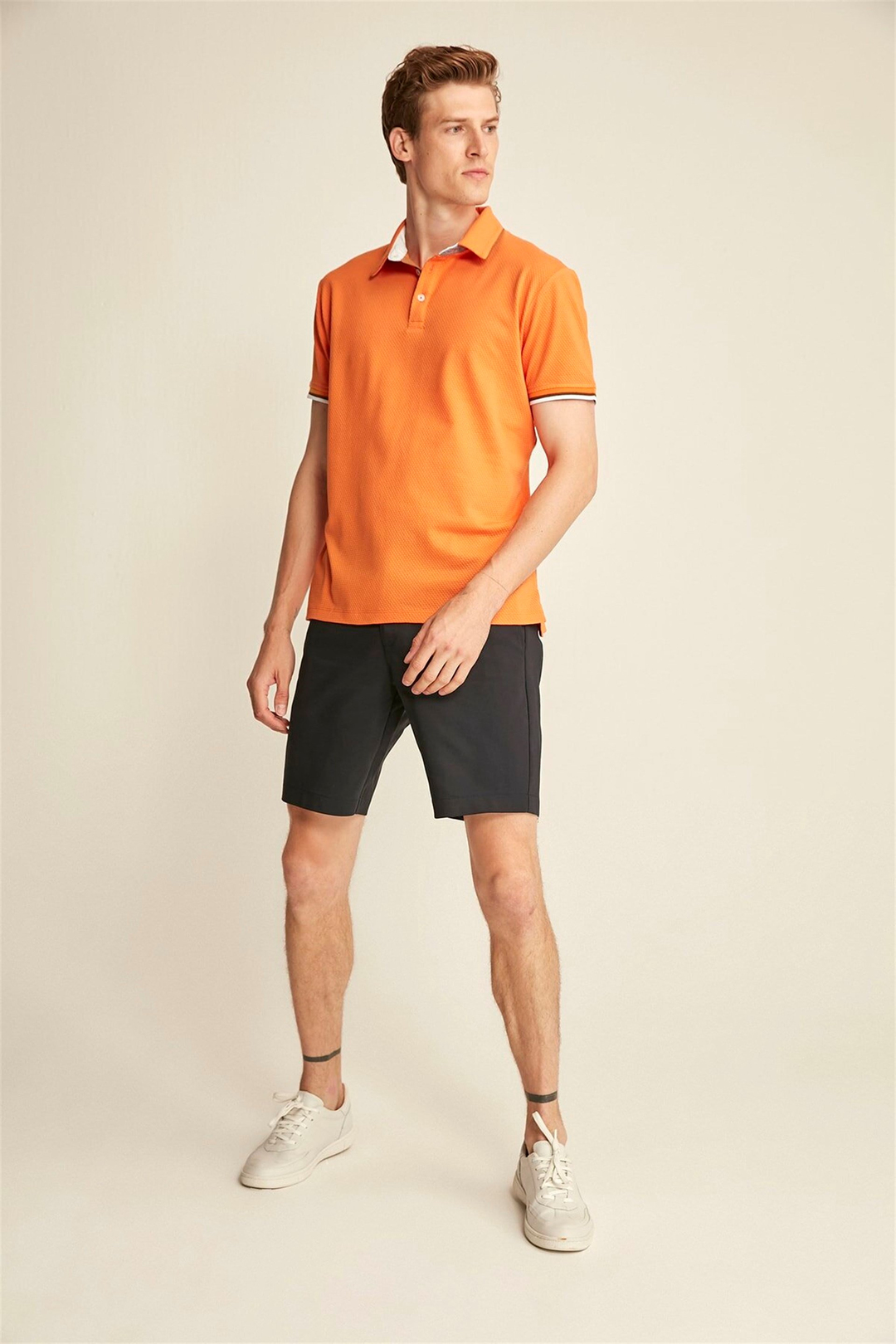 NOAH Erkek Turuncu Düz Renk Polo Yaka Comfort Fit Polo Yaka T-shirt