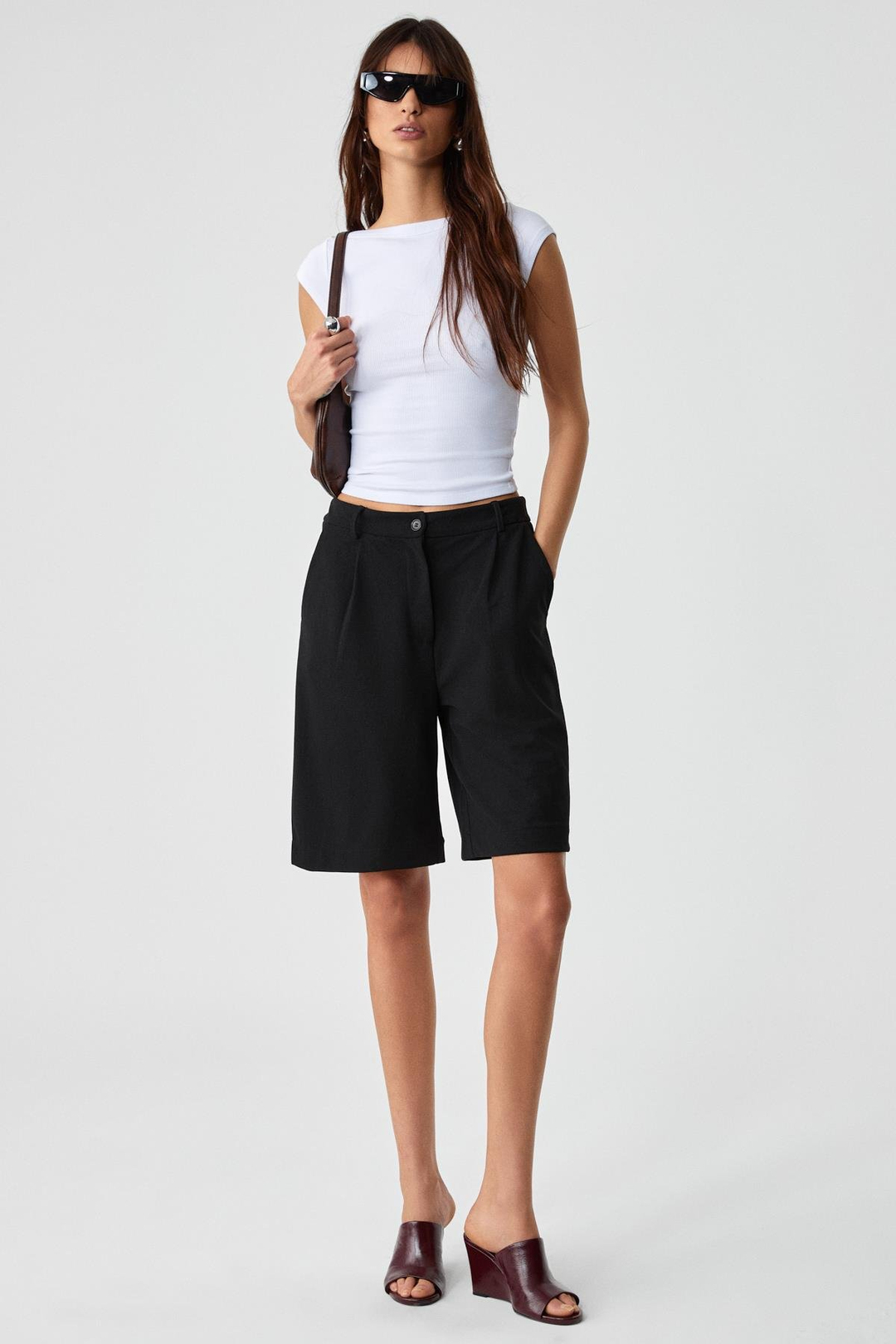 NOEMI Kadın Balerin Yaka Kısa Kol Slim Fit Ribanalı Beyaz Bluz