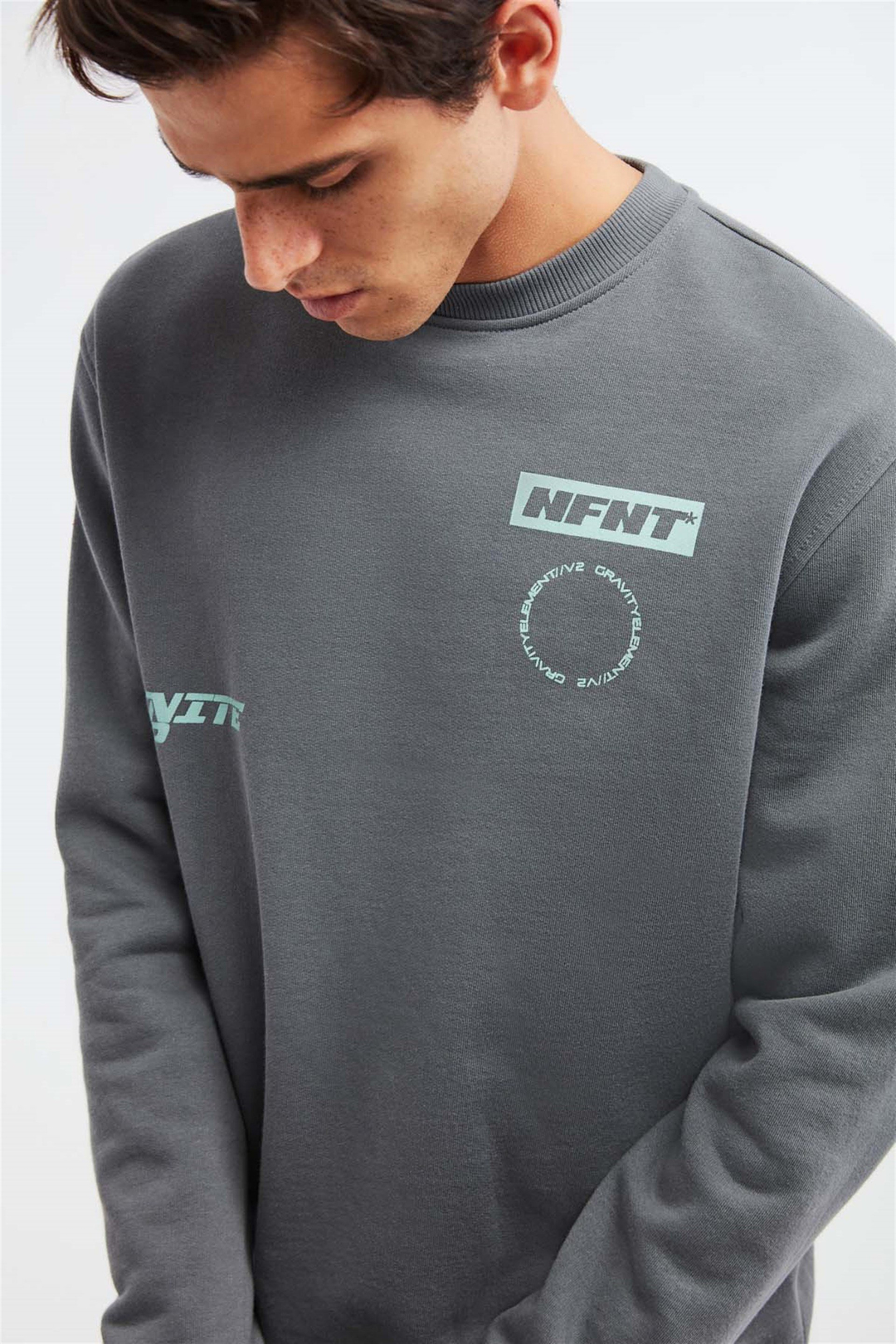 NUMERIC Örme Comfort Fit Açık Gri  Sweatshirt