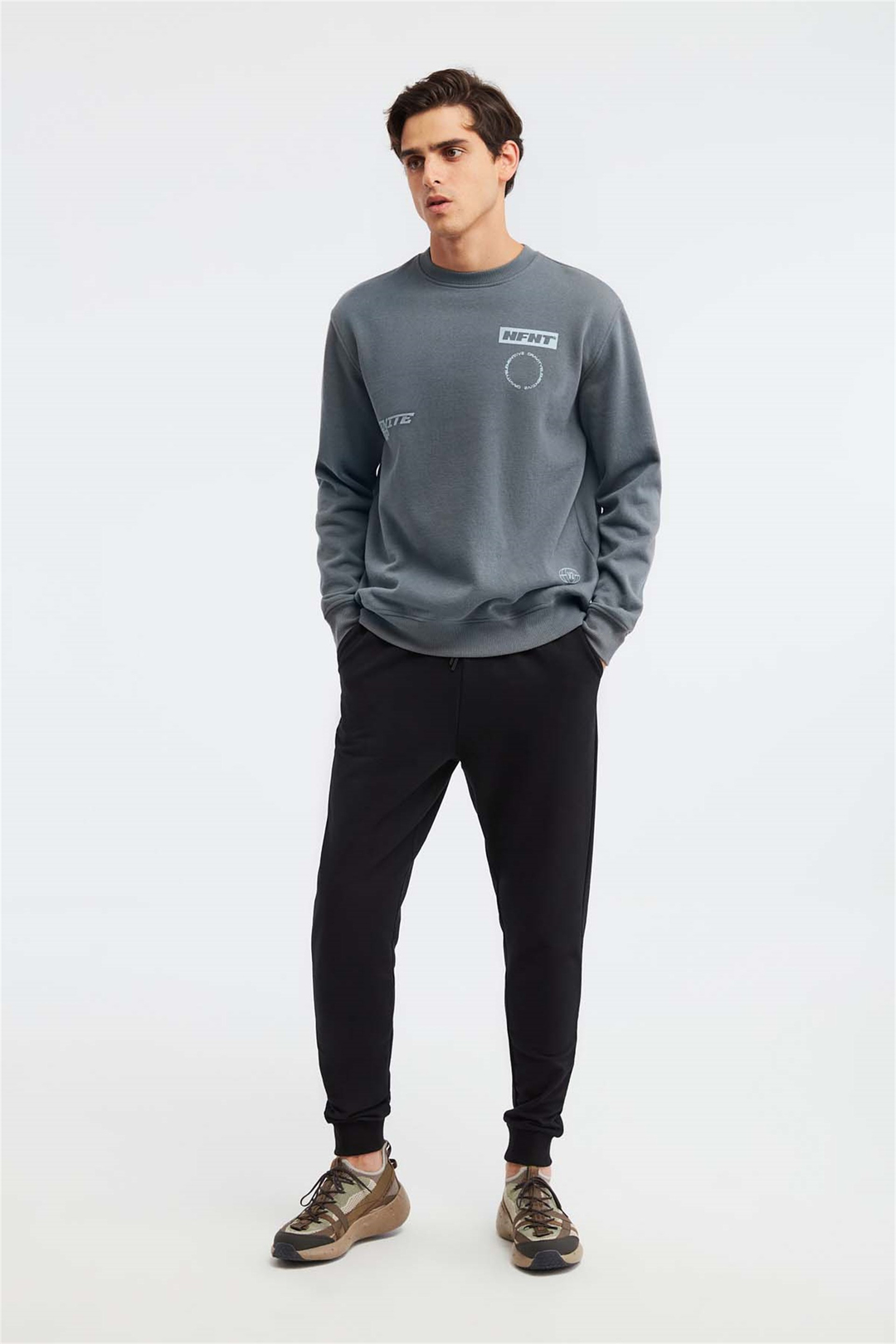 NUMERIC Örme Comfort Fit Açık Gri  Sweatshirt