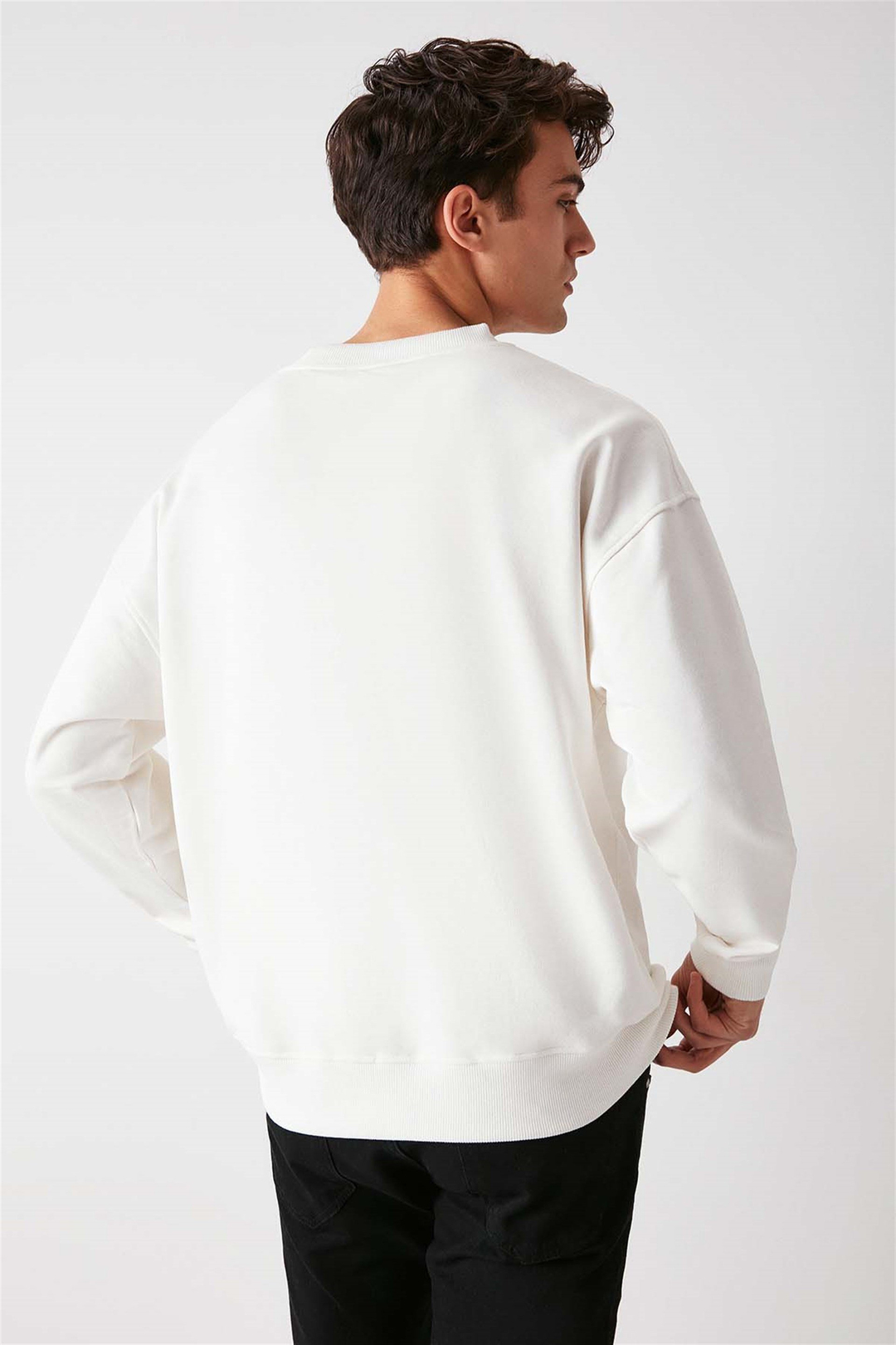 OFF Örme Oversize Beyaz  Sweatshirt