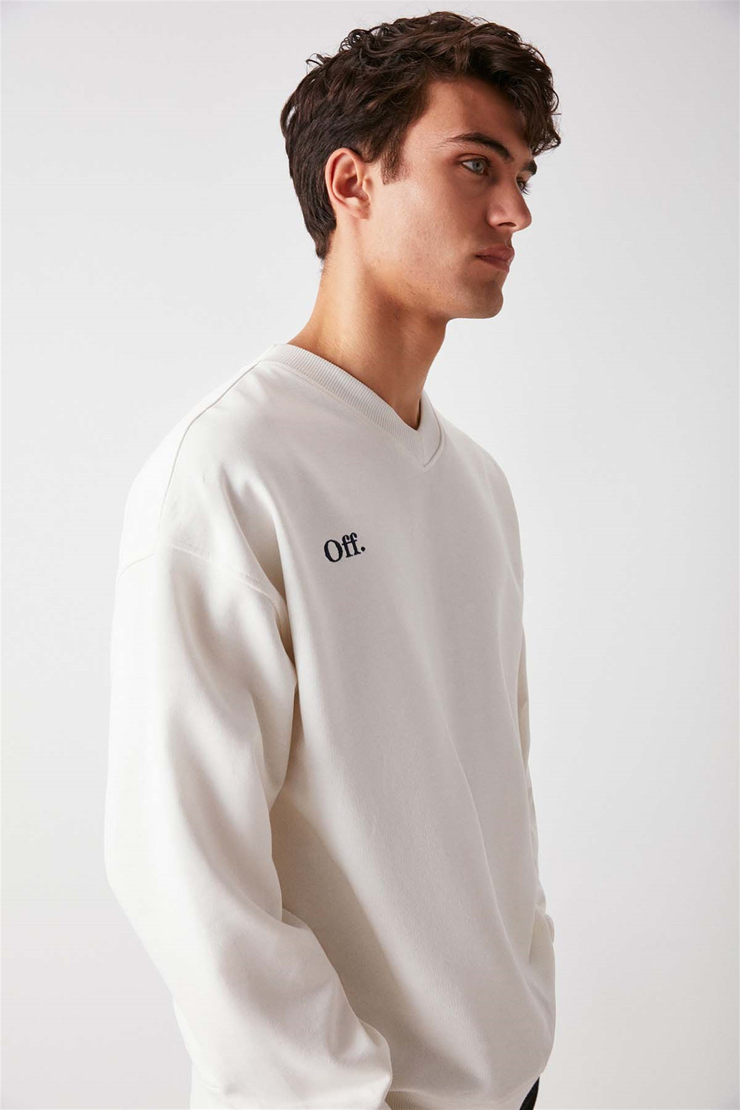 OFF Örme Oversize Beyaz  Sweatshirt