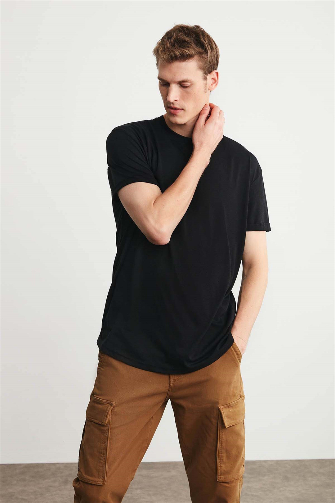 OSCAR Örme Comfort Fit Siyah  T-Shirt