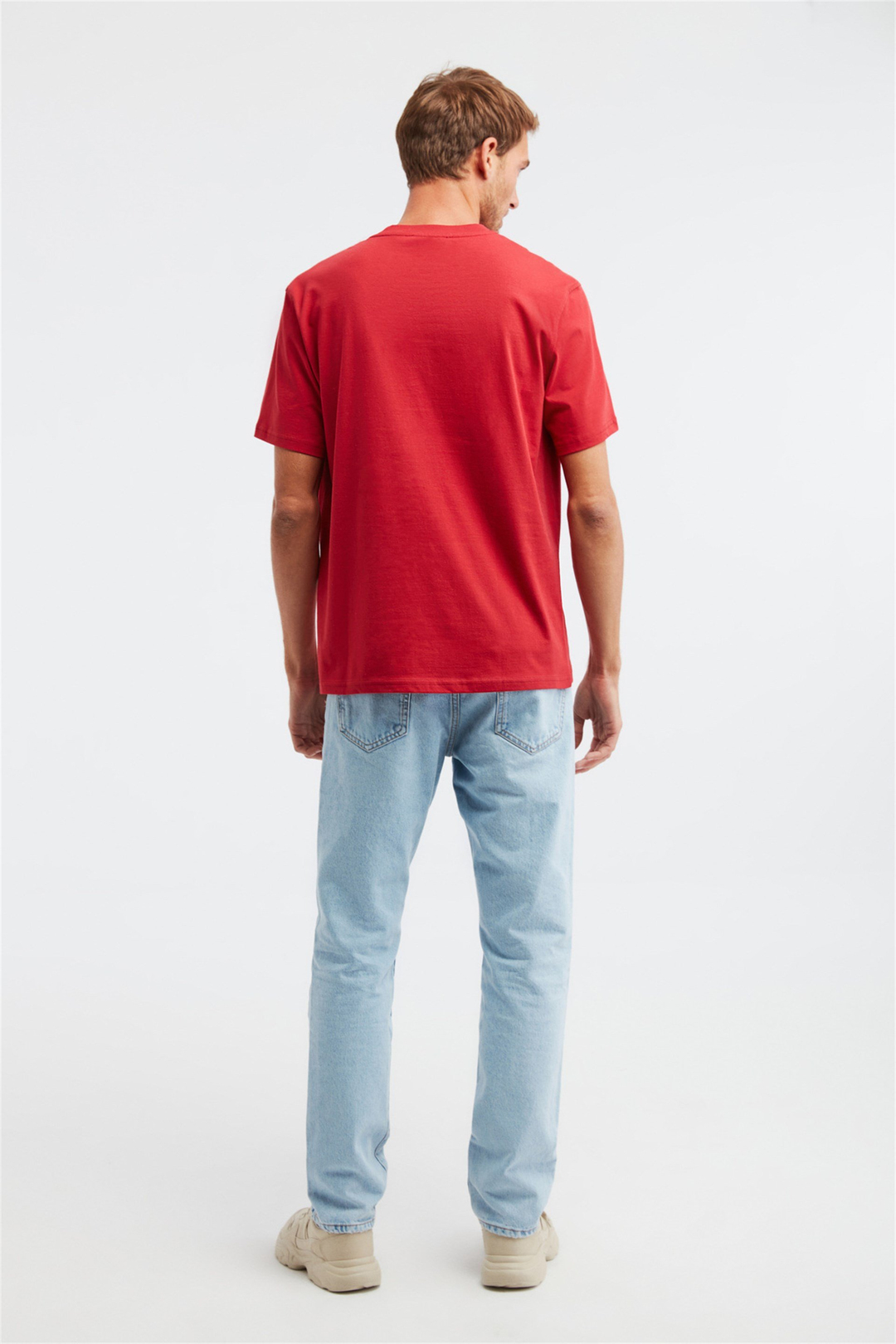 OVERTHINK Erkek Kırmızı Baskılı Yuvarlak Yaka Regular Fit T-Shirt